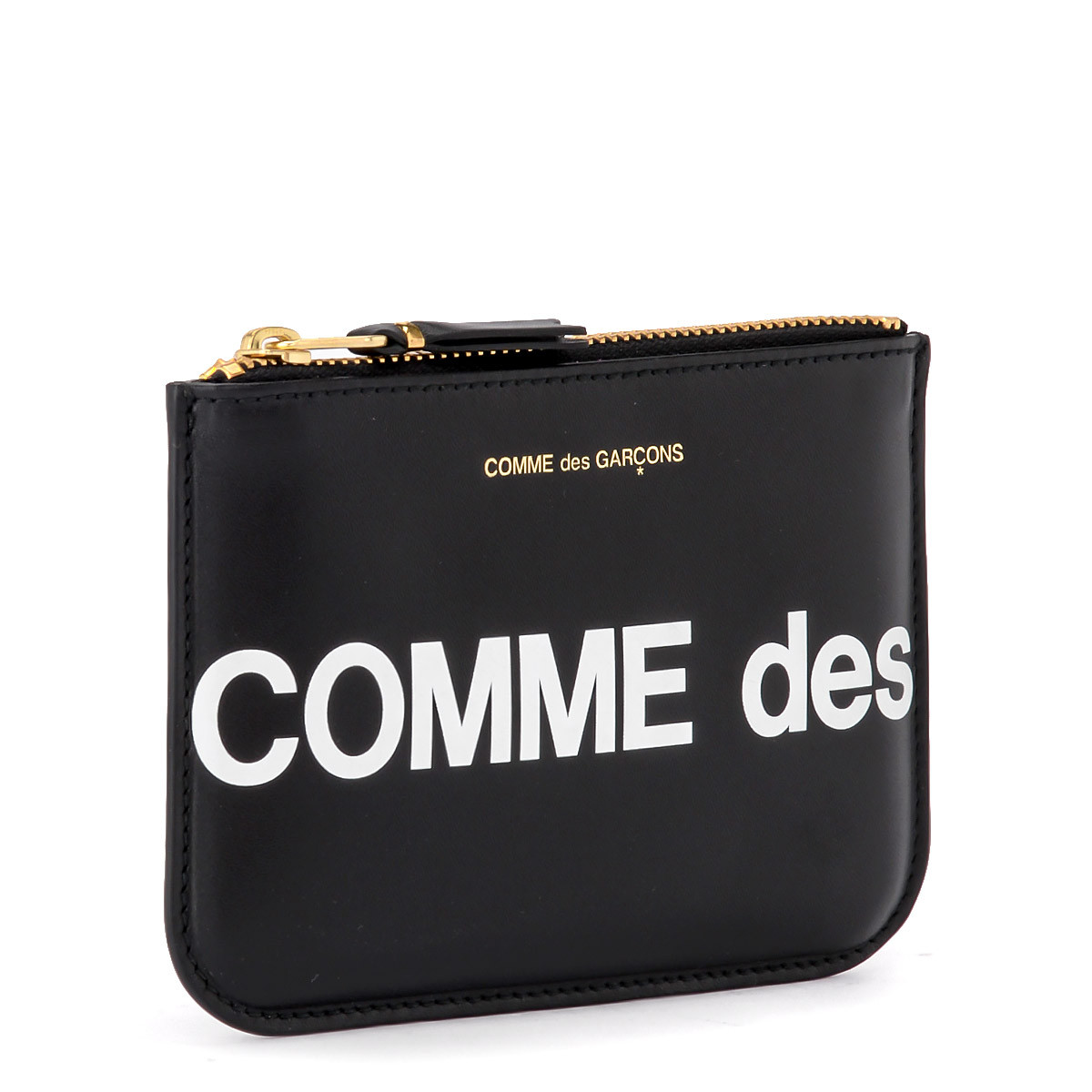 Bustina Comme Des Garçons Wallet Huge Logo in pelle nera H-Brands