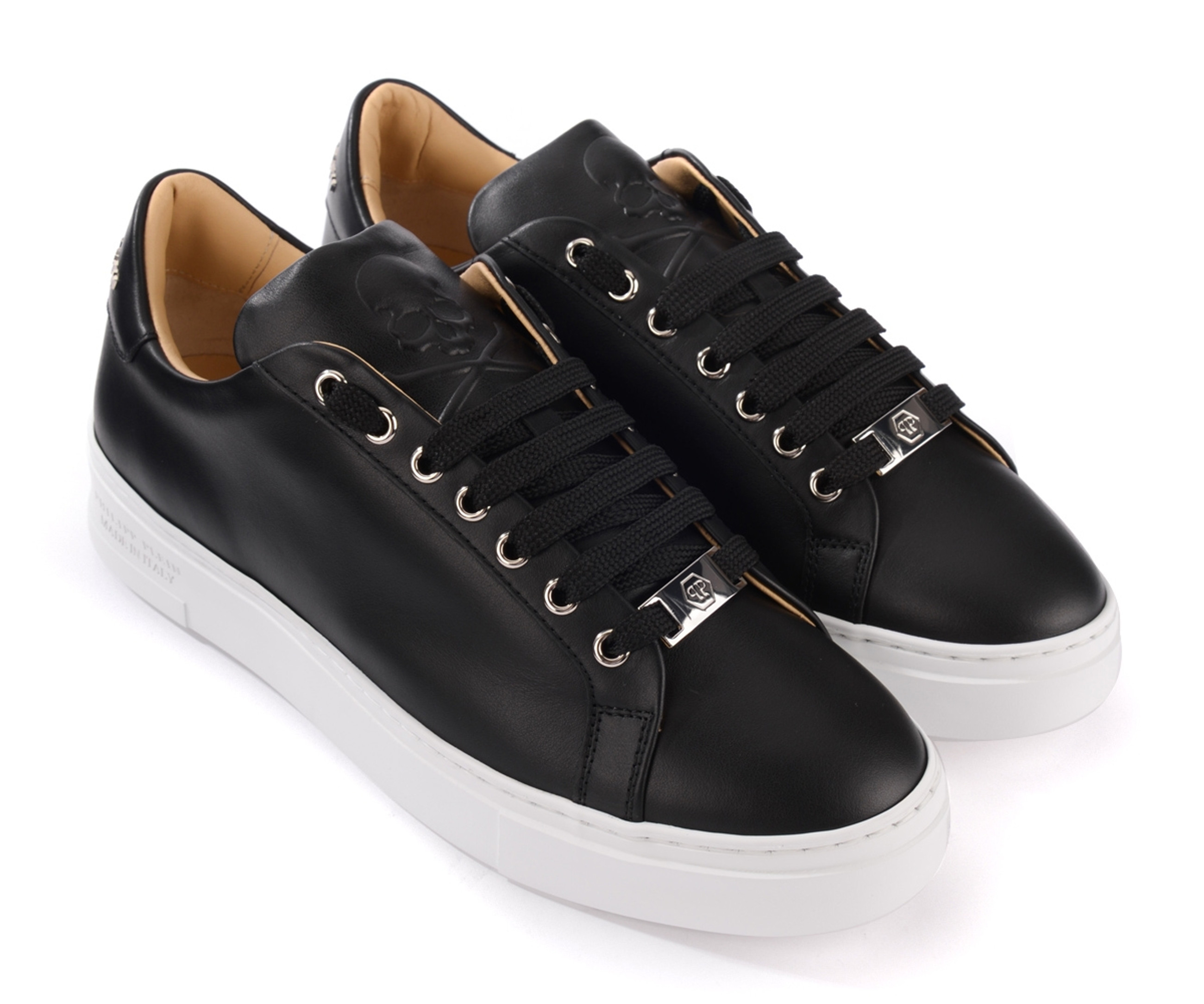 Lo-Top sneaker Philipp Plein Skull in black leather | H-Brands