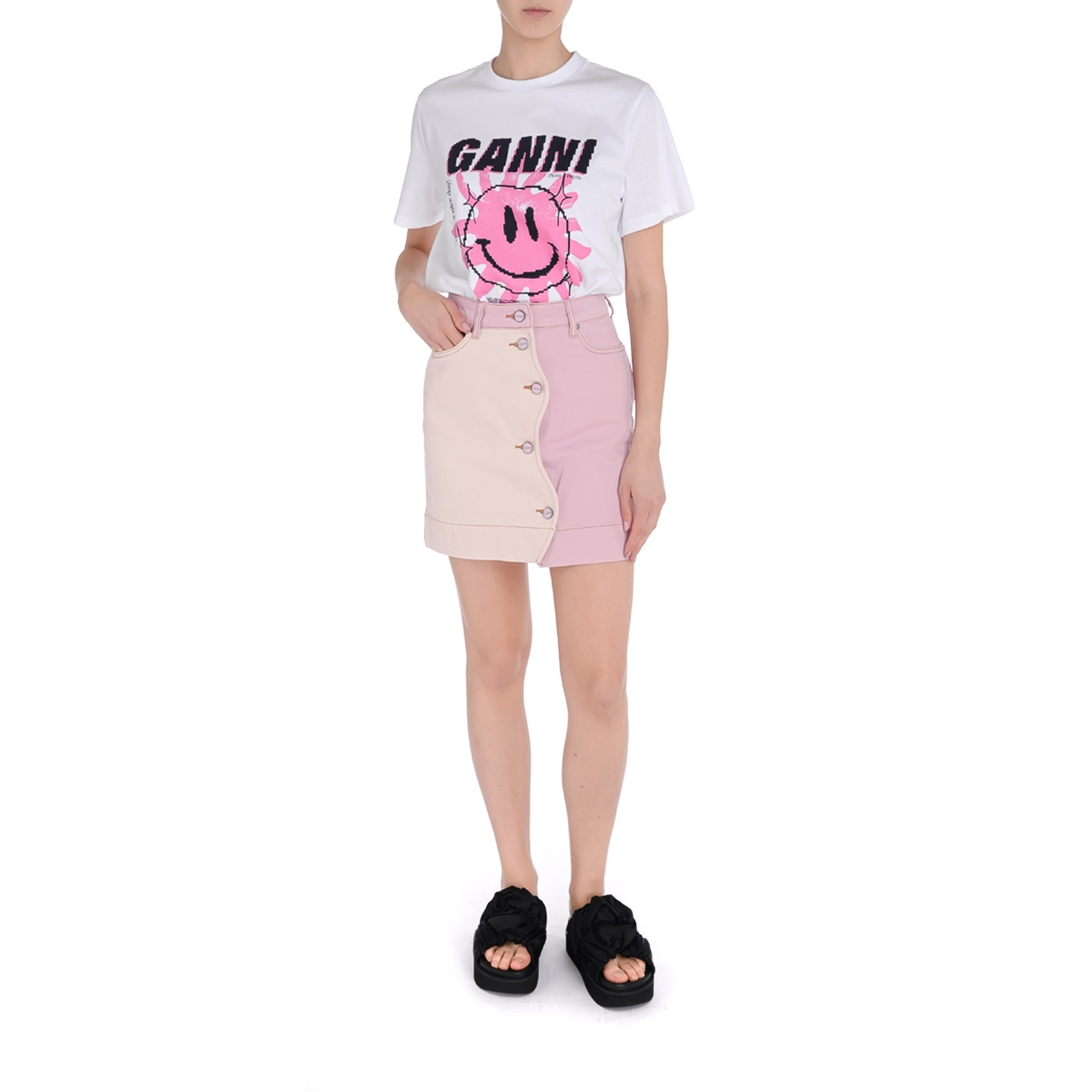 ☆【GANNI】☆(W) Ganni Love Club T-Shirt Bright White Pink☆ Ganni - Love Club T-shirt | HBX - Globally Curated Fashion