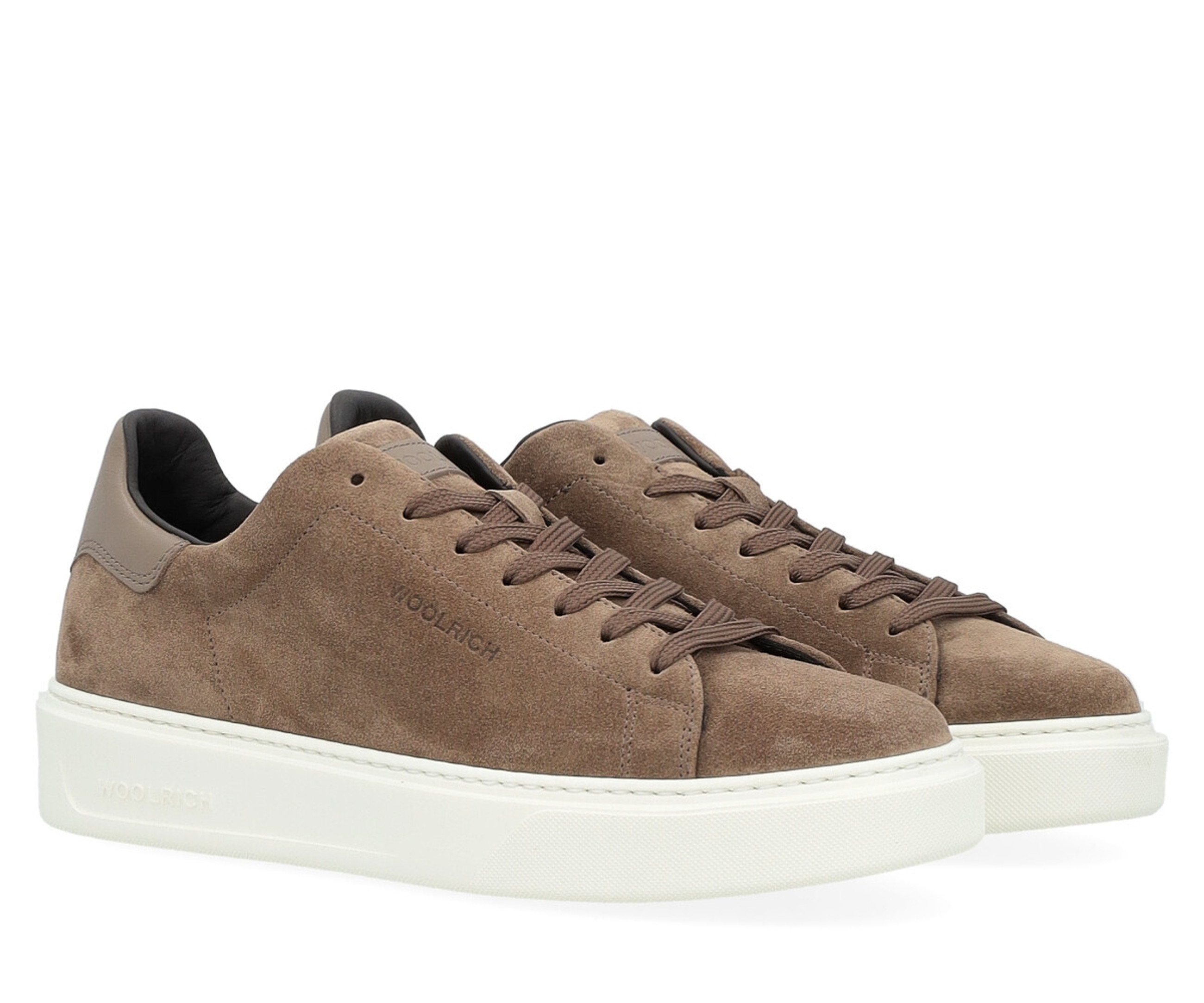 【関税&送料込】Woolrich Classic Court Sneaker Women's Classic Court Leather Sneakers with Side Band white