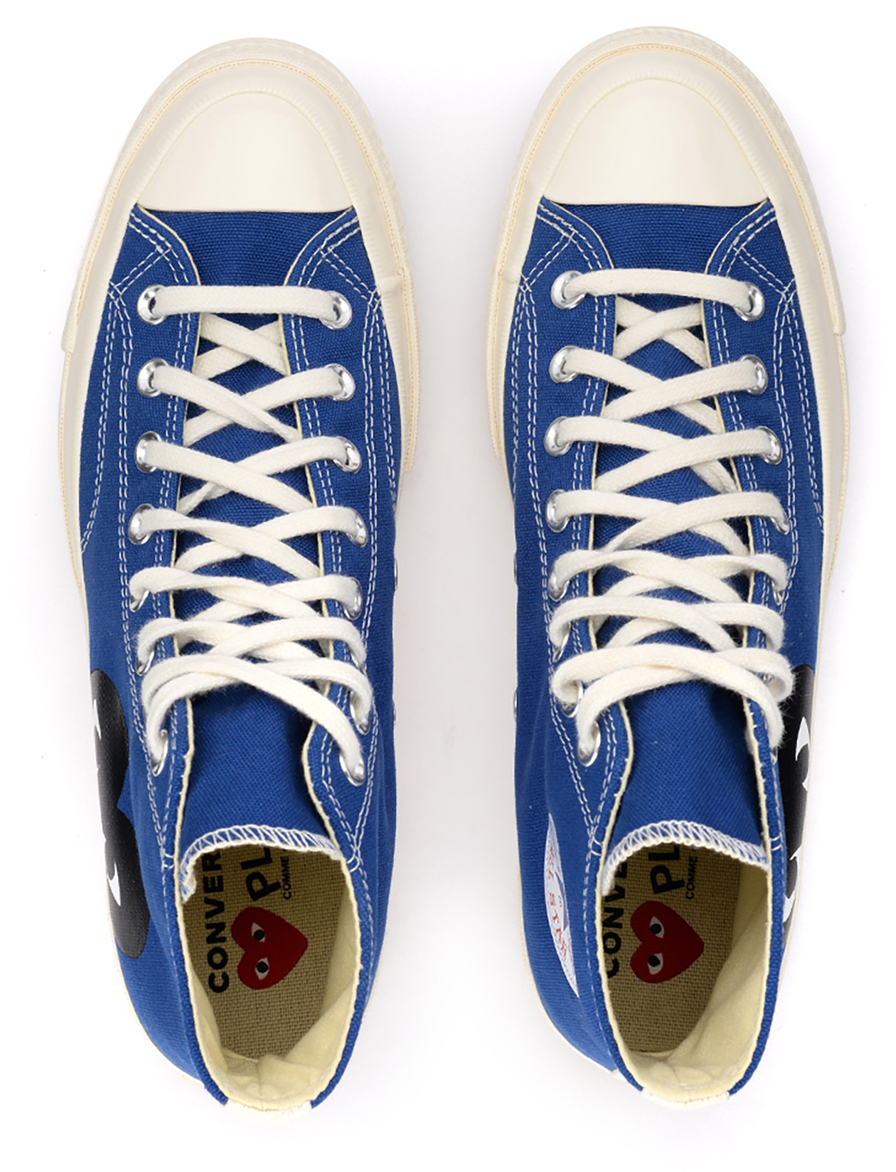 Zapatilla alta Comme des Garçons Play x Converse en lona azul con1