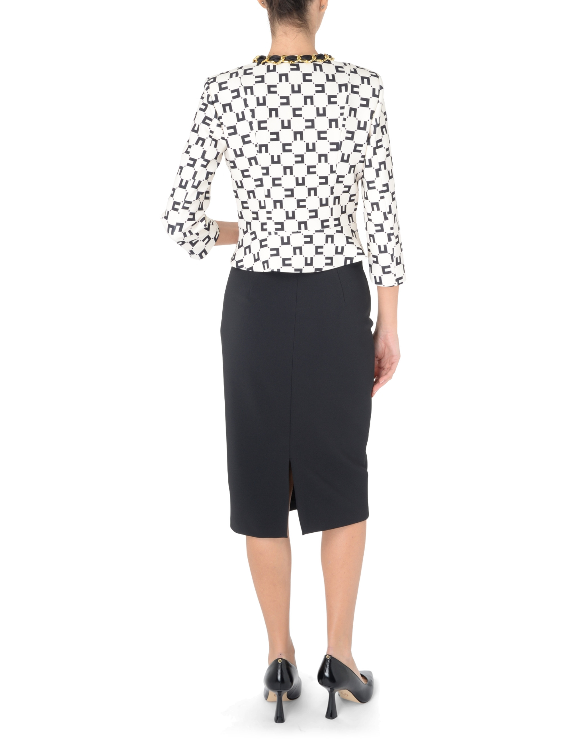 Elisabetta Franchi black midi skirt with scarf belt Elisabetta Franchi black midi skirt with scarf belt