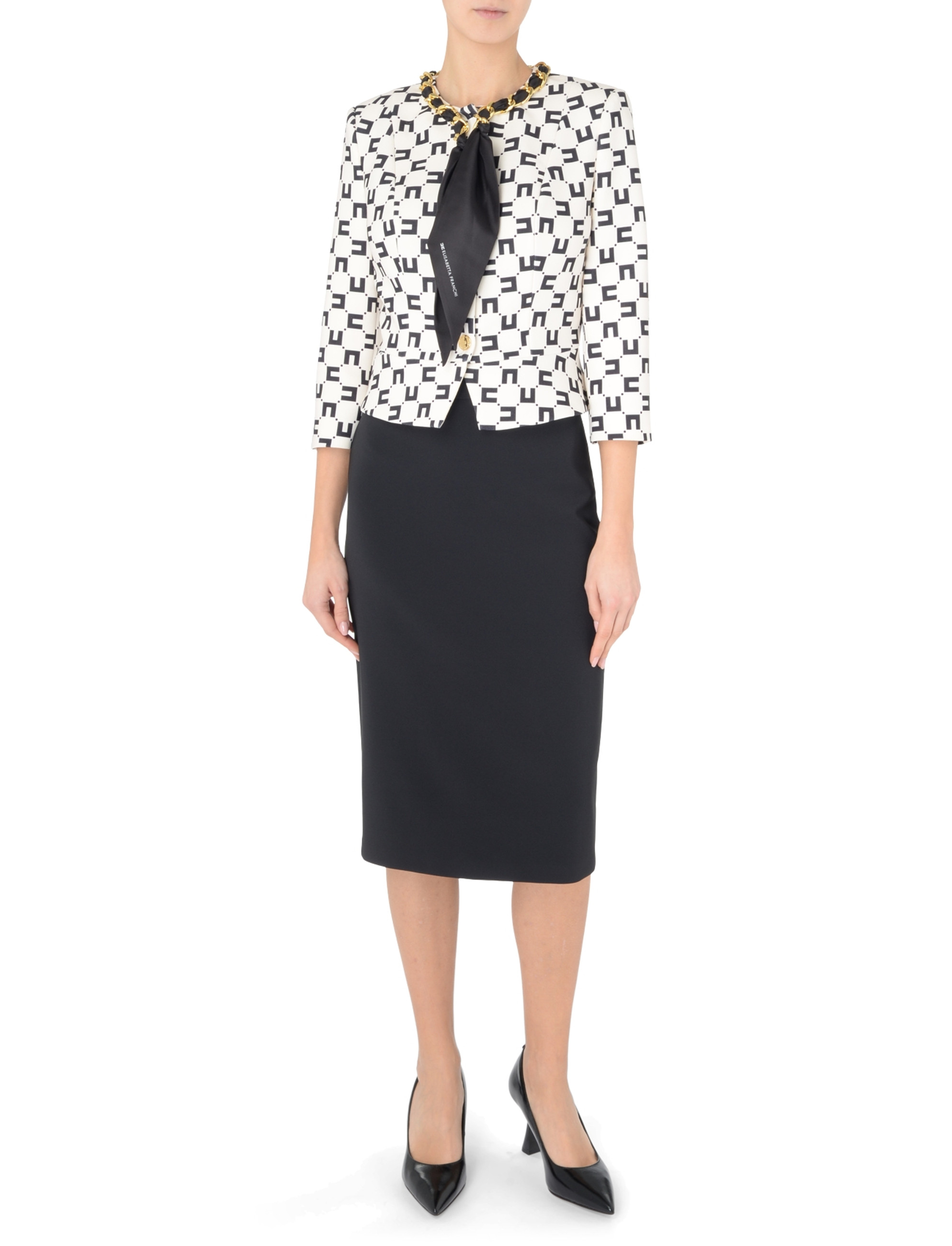 Elisabetta Franchi black midi skirt with scarf belt Elisabetta Franchi black midi skirt with scarf belt