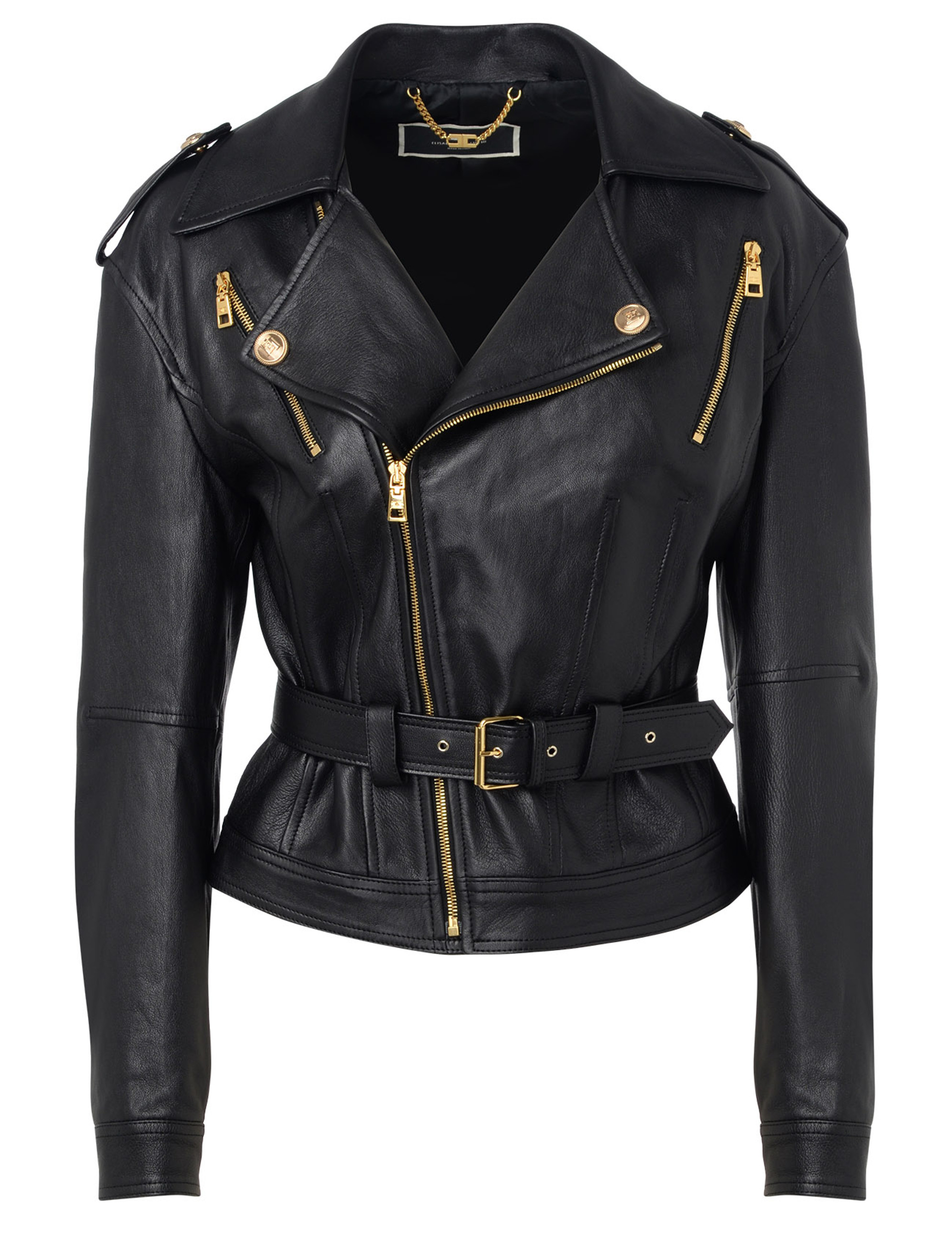 Elisabetta Franchi GOLD ブラックレザージャケット Leather jacket Elisabetta Franchi | Cropped Fit | color