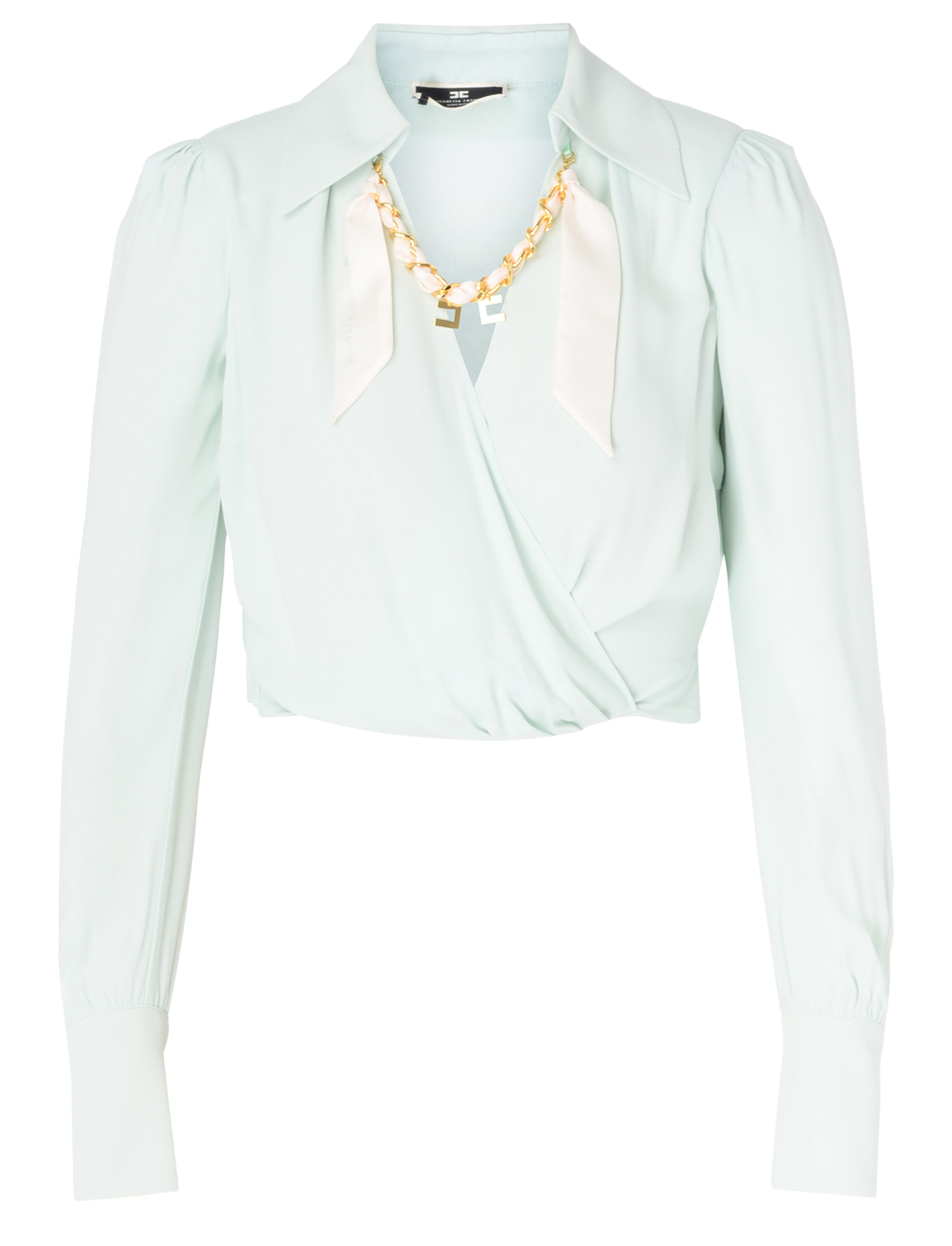 Aqua green viscose cropped shirt Elisabetta Franchi