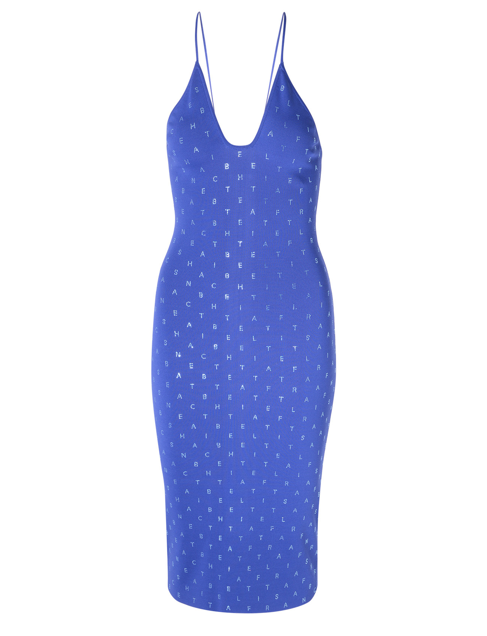 Dress Elisabetta Franchi with blue rhinestone lettering