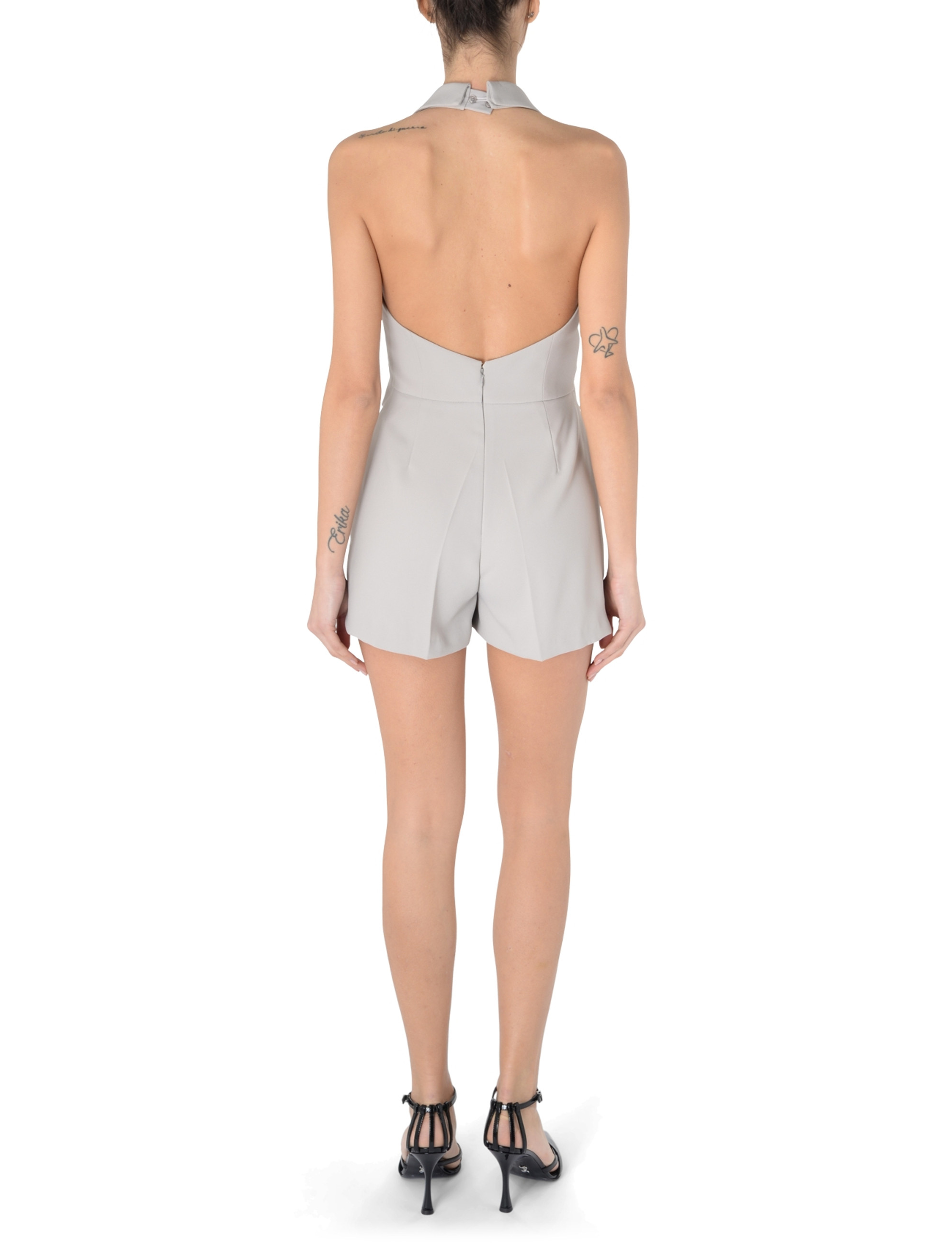 Jumpsuit short Elisabetta Franchi in pearl gray crepe Jumpsuit short Elisabetta Franchi in pearl gray crepe