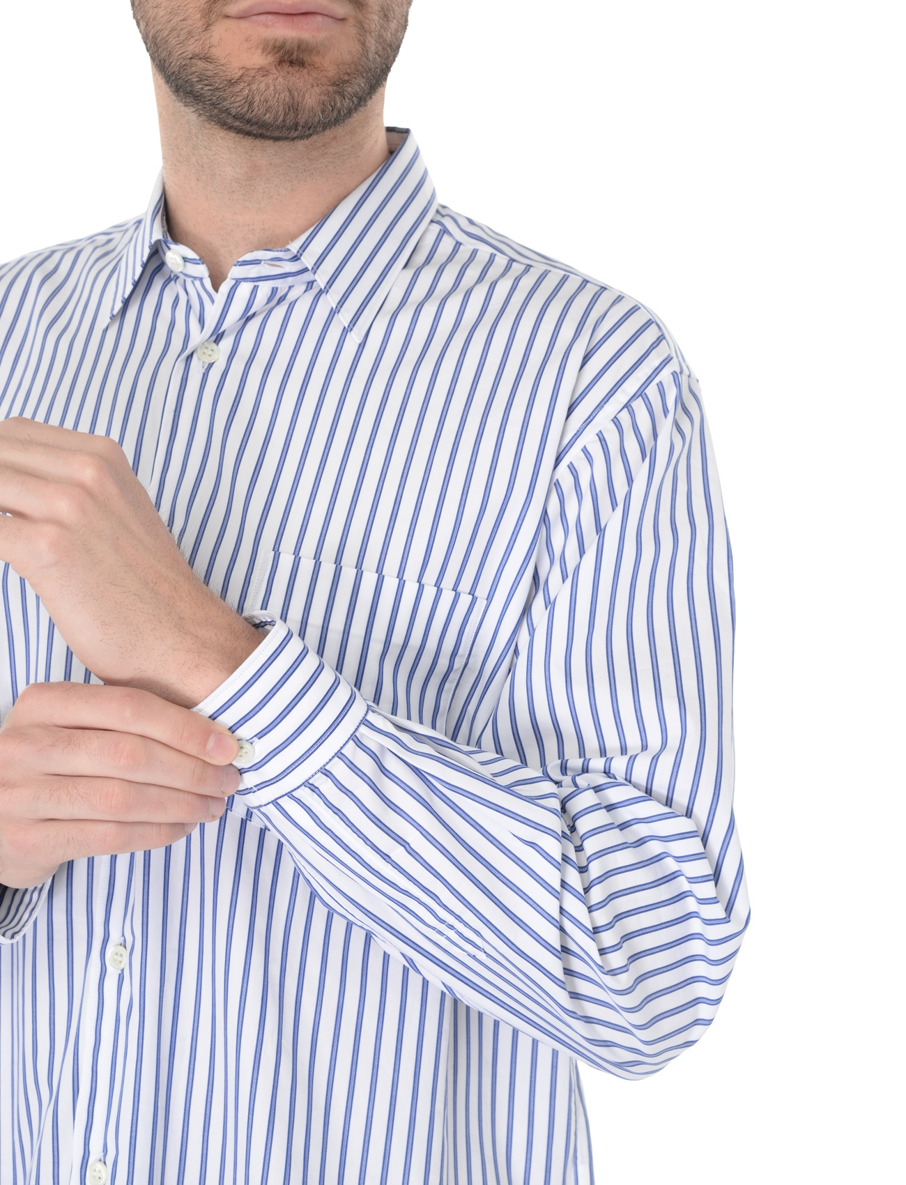 Chemise Comme Des Garçons Shirt à rayures bleues et blanches