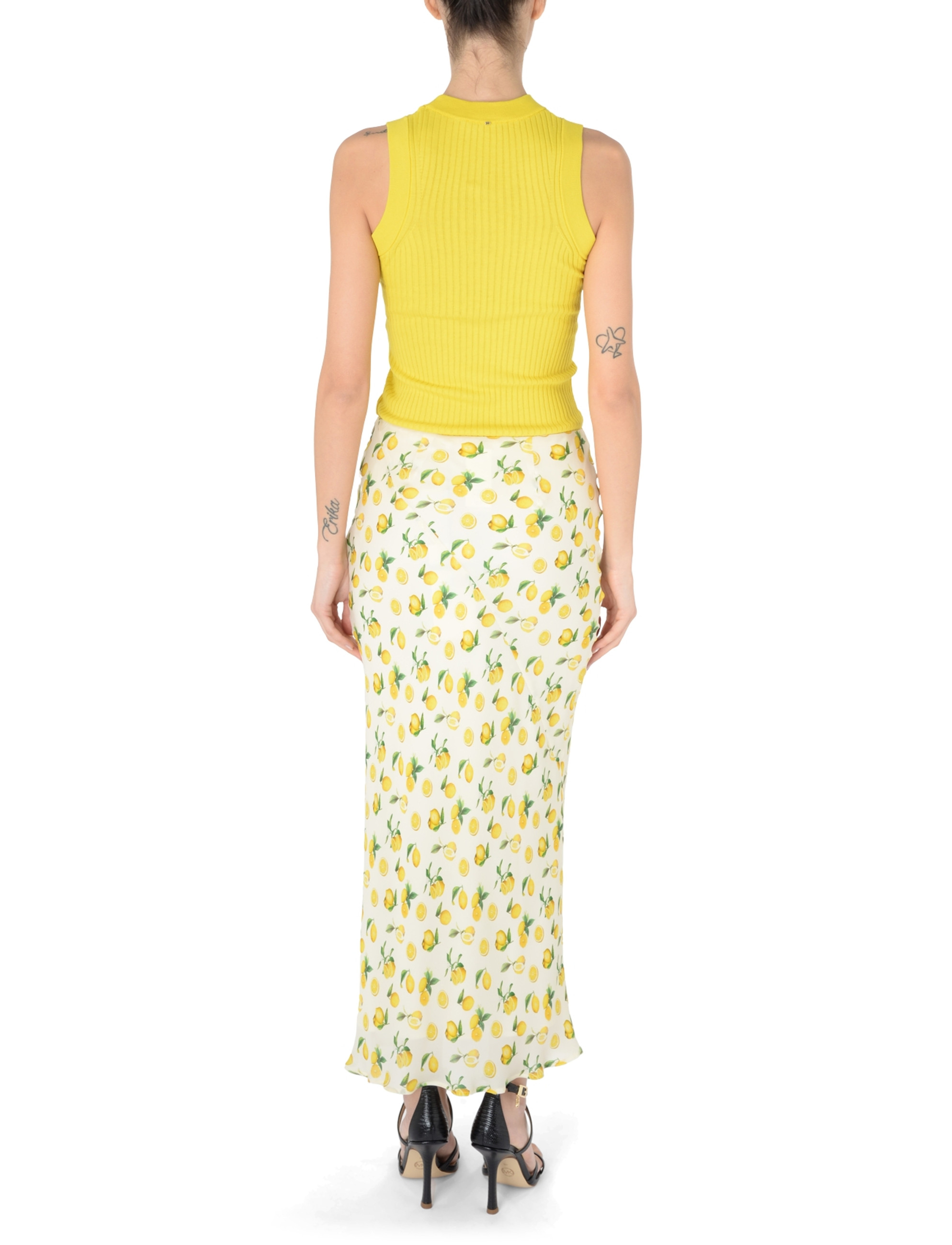 【送料&関税込】SportMax Printed Nylon Blend Gestro Skirt Silk skirt Sportmax with lemon print - H-Brands