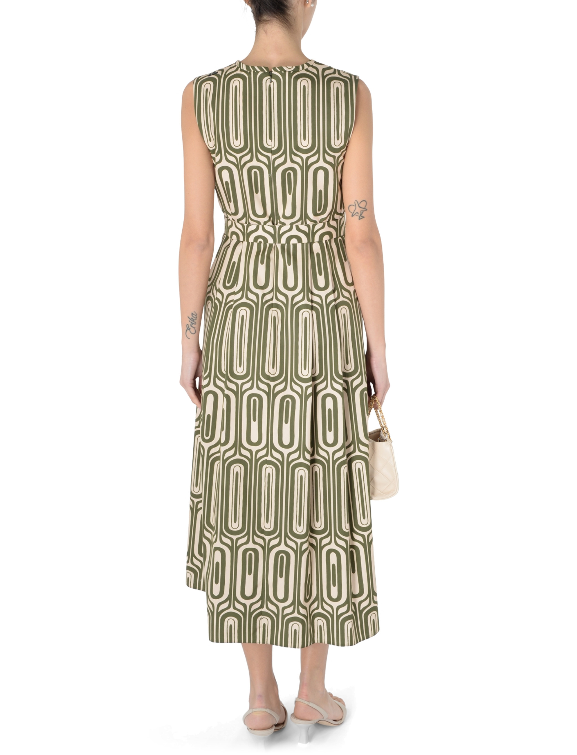 人気【S MAXMARA】Abito in cotone stampato con cintura Abito 'S Max Mara Andreis in cotone stampato verde