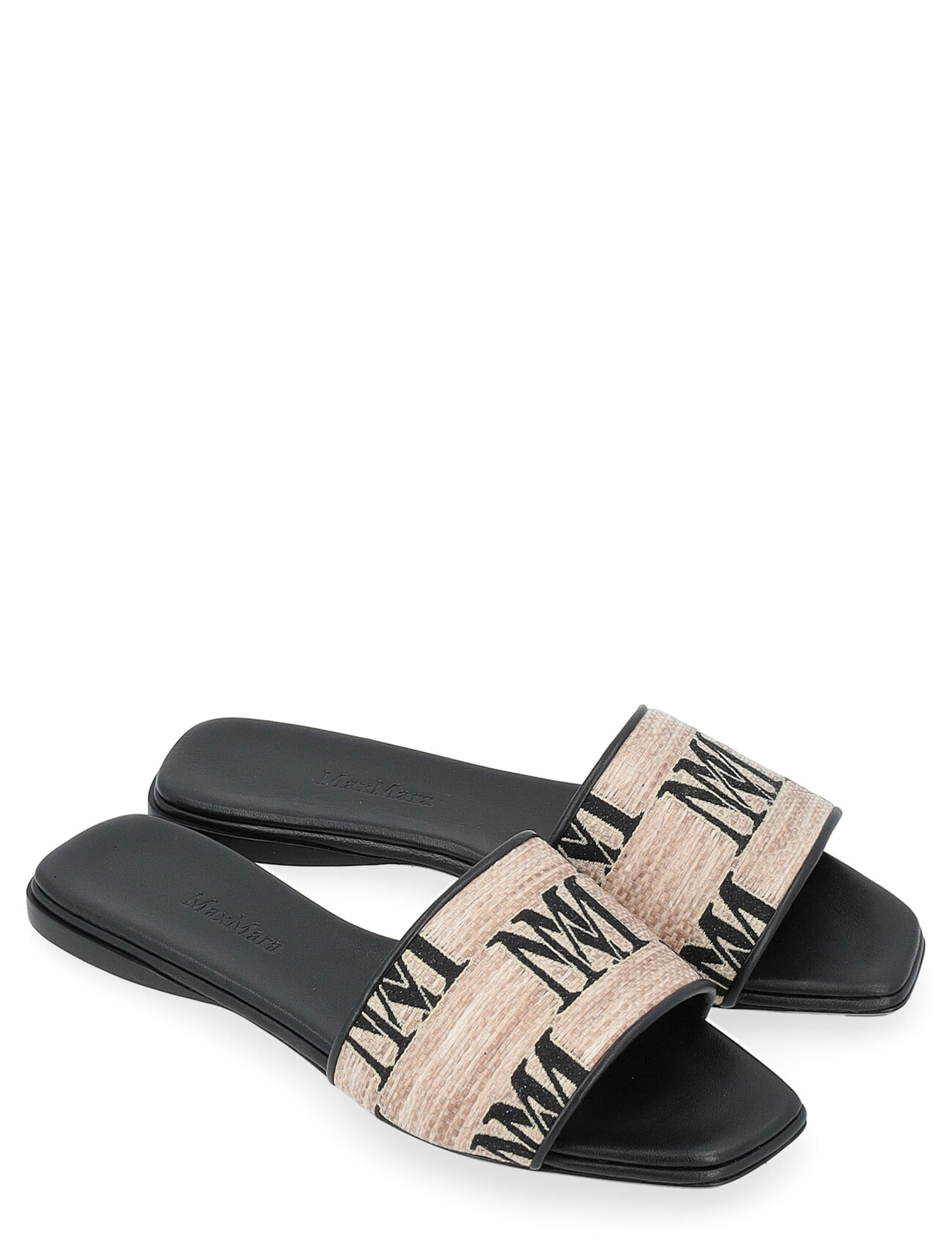 人気【MAXMARA】Sandalo flat in tessuto liscio effetto rafia Sandalo Max Mara flat in tessuto