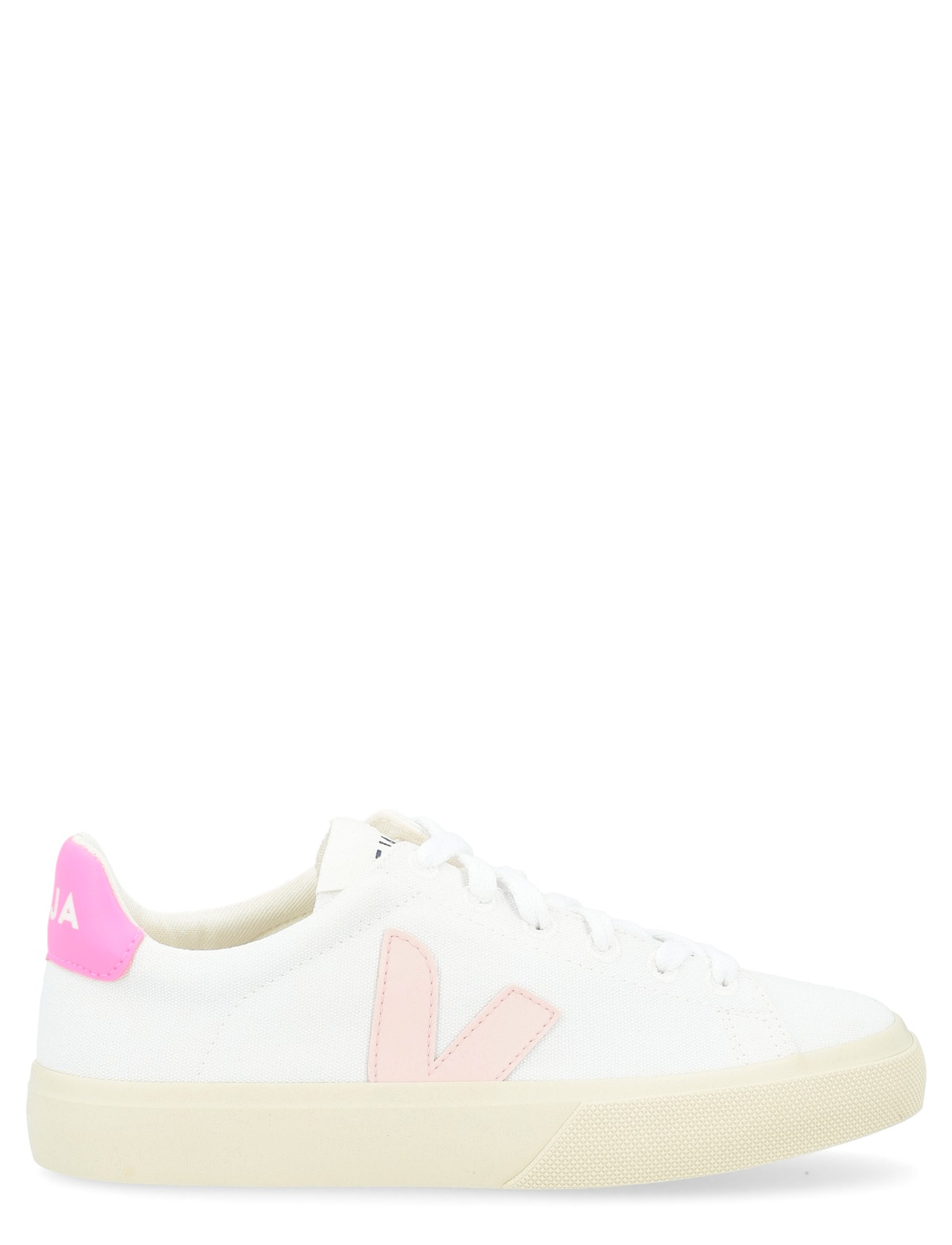 Zapatilla Veja Campo de lona rosa y blanco
