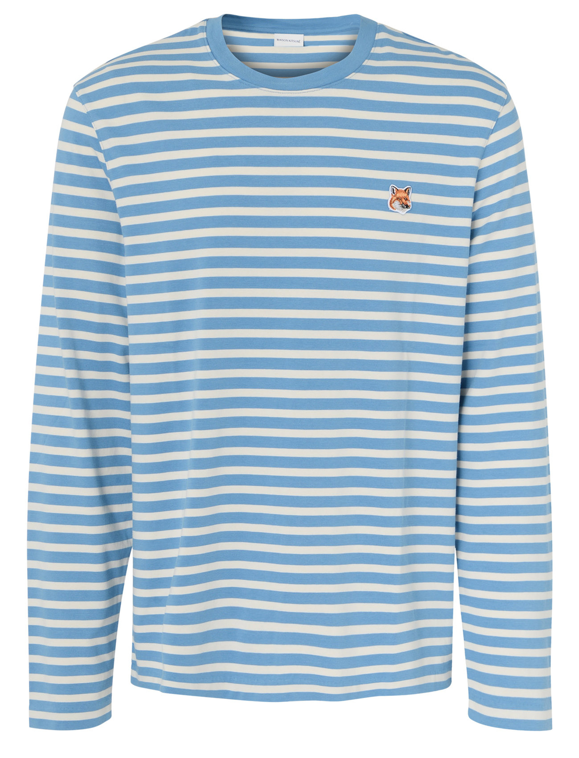 T-Shirt long sleeve Maison Kitsuné Fox Head white and blue