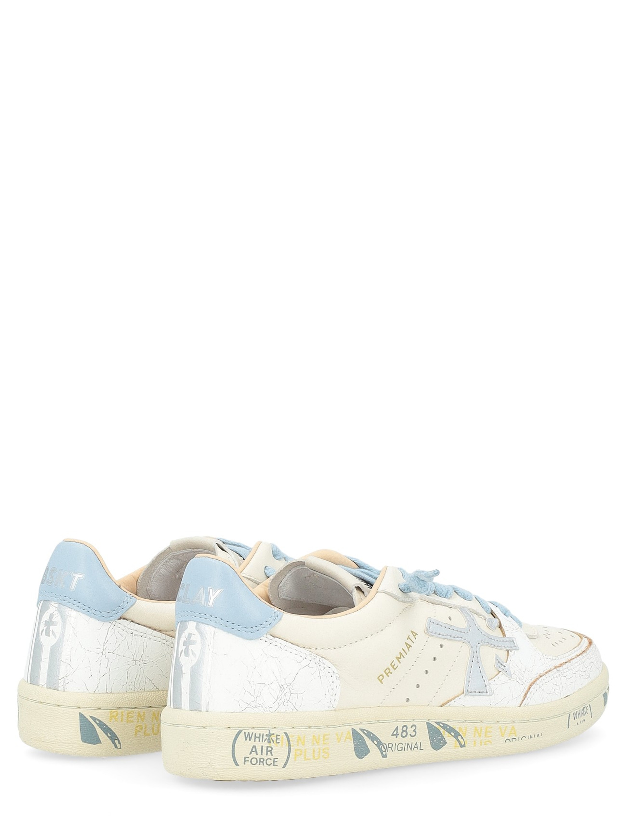 スニーカー PREMIATA Women Sneakers BSKTCLAD VAR 6780 WHITE BLUE White Sneaker Premiata Clay 6780 leather used effect