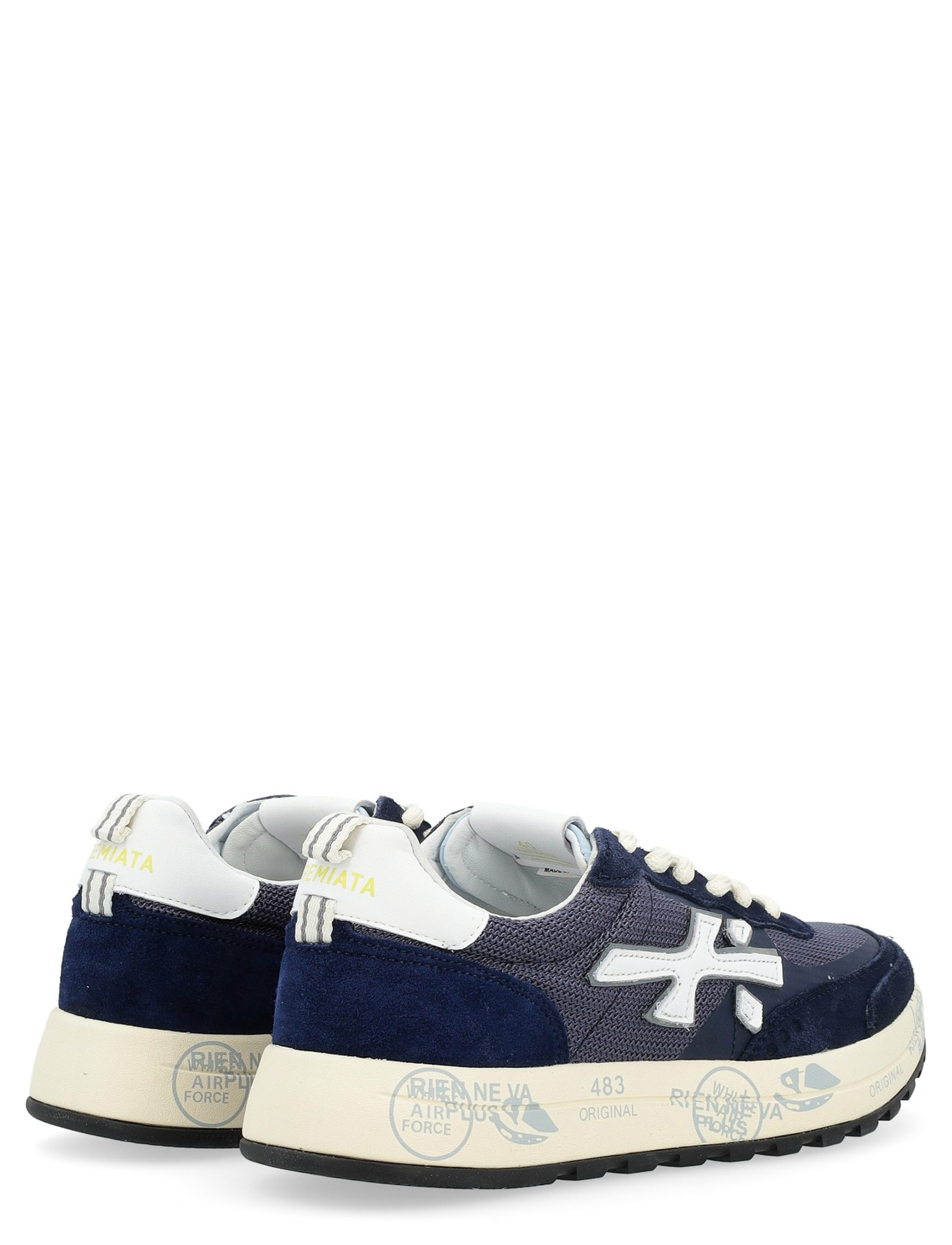 スニーカー PREMIATA Men Sneakers NOUS6658 Blue Nous Premiata Men's Retro Navy Blue Nylon and Suede Sneaker