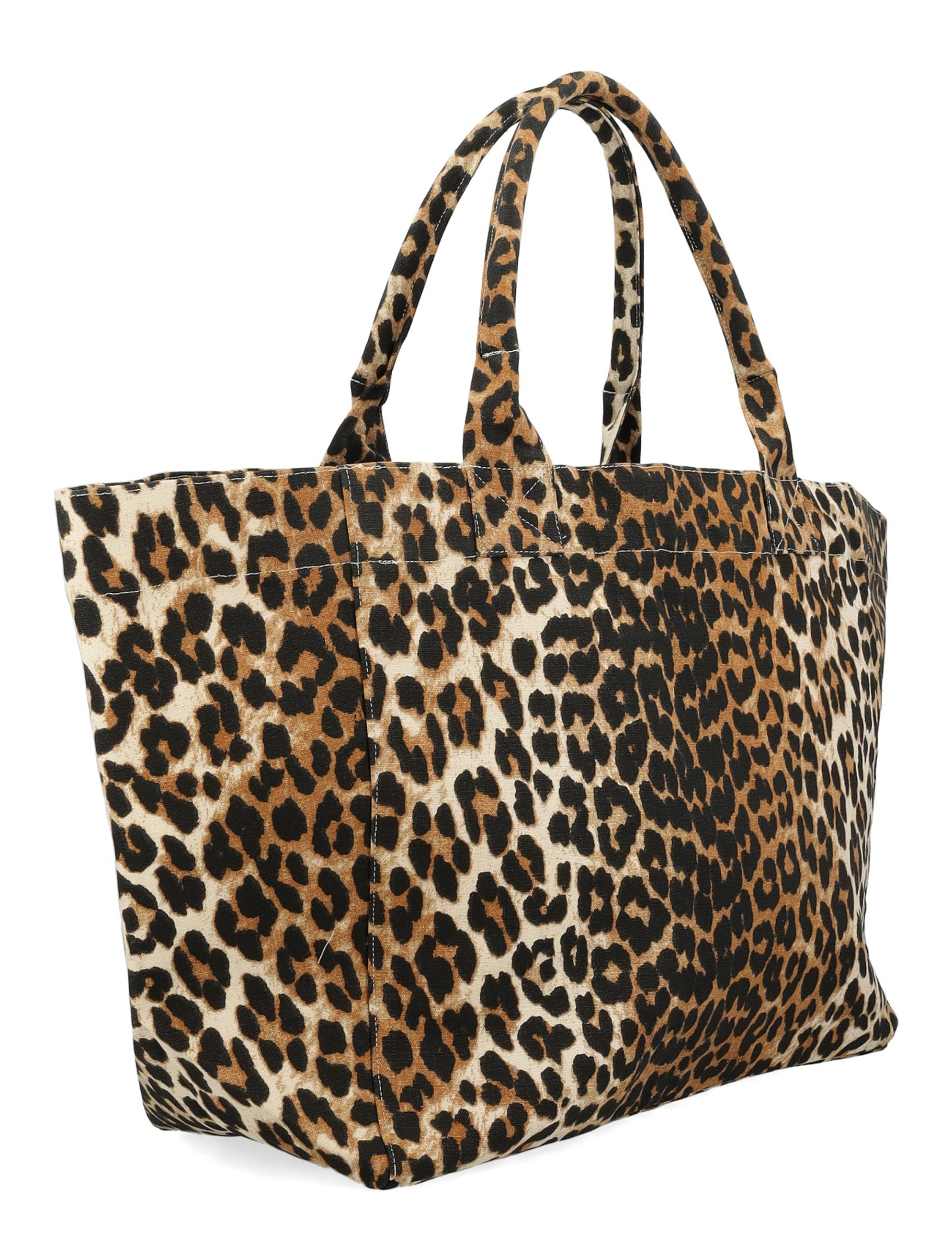 【関税&送料込】Ganni Borsa Shopping Xxl In Cotone Organico XXL Shopping Bag Ganni with leopard print