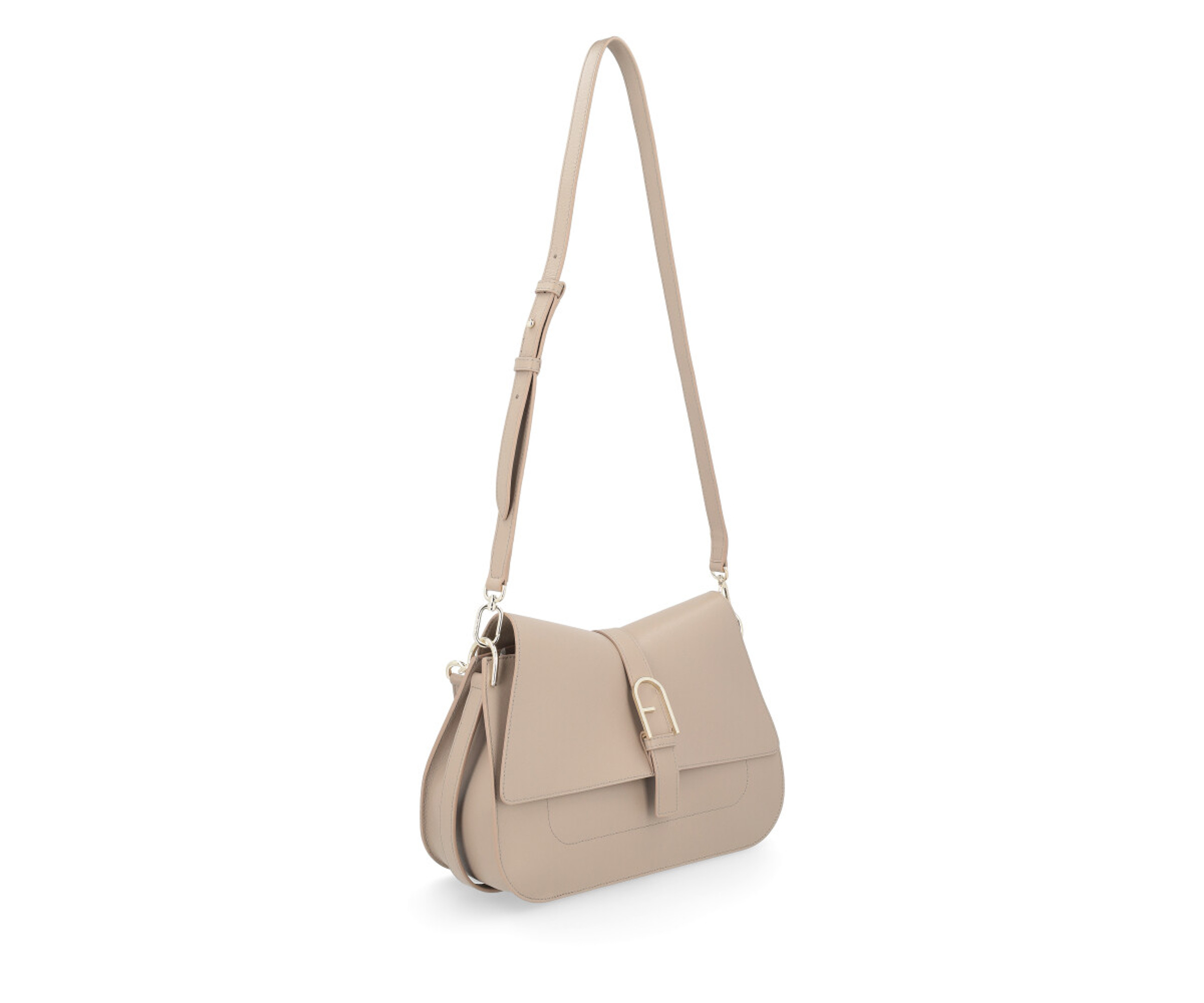 バッグ Furla leather cut design blown hand bag Hand bag Furla Flow L in greige leather