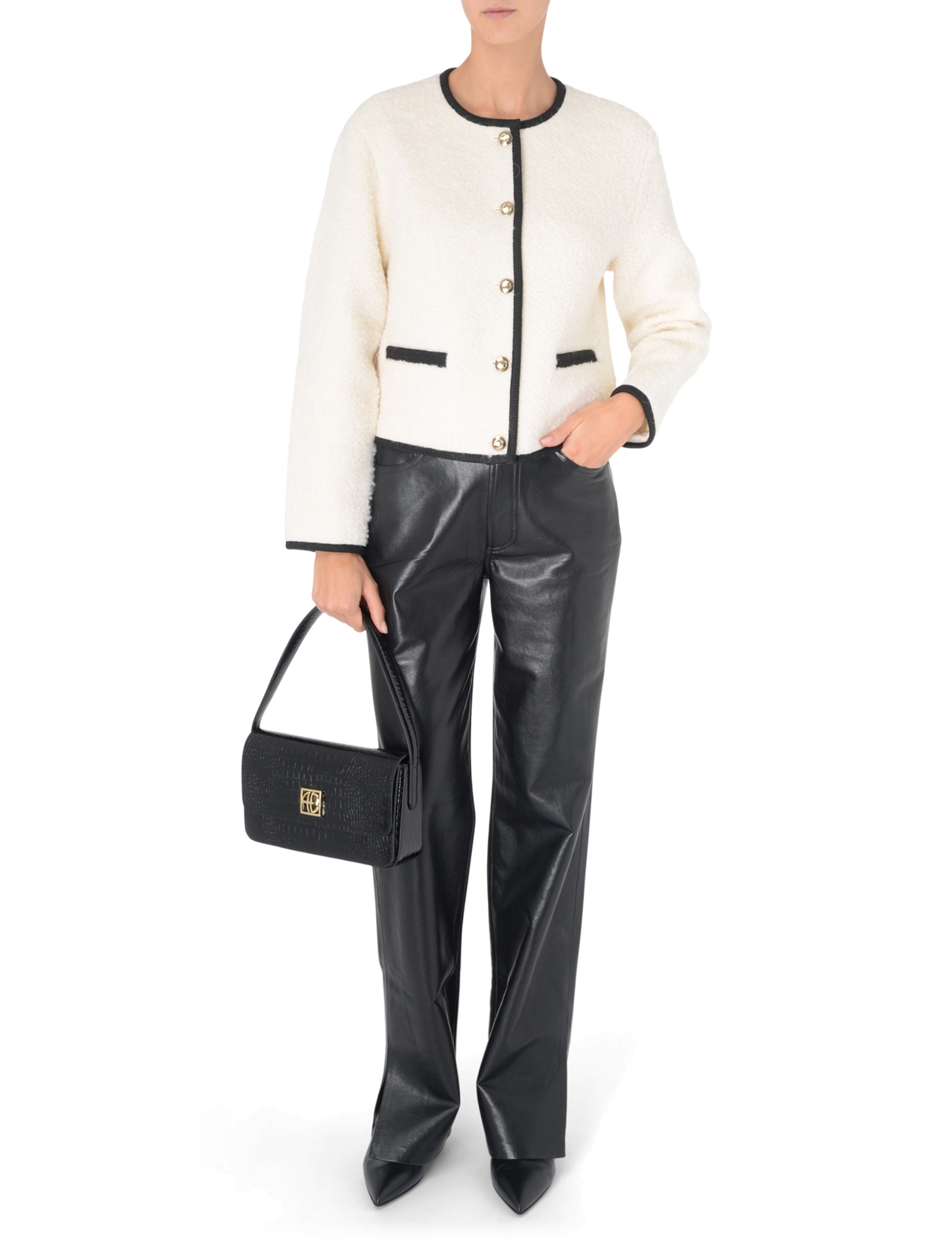 Anine Bing Logan Boucle ウールジャケット Jacket Anine Bing Logan in ivory bouclé wool