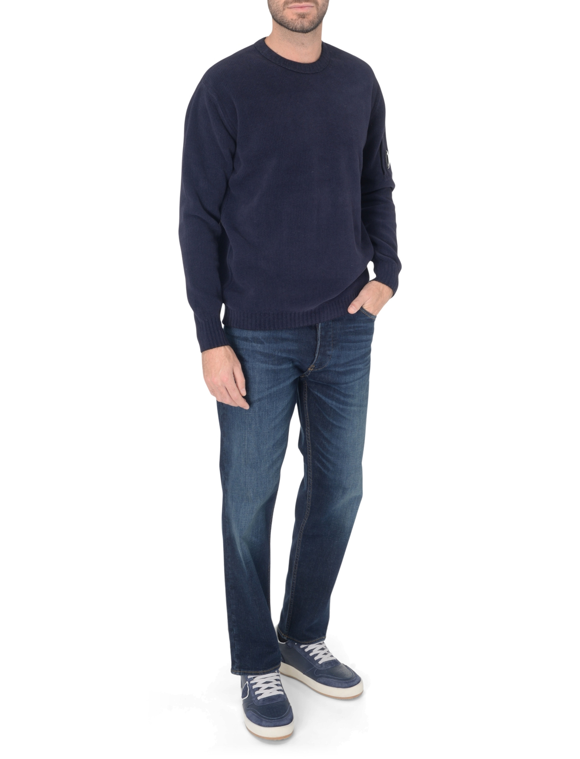 Blue chenille cotton sweater C.P. Company