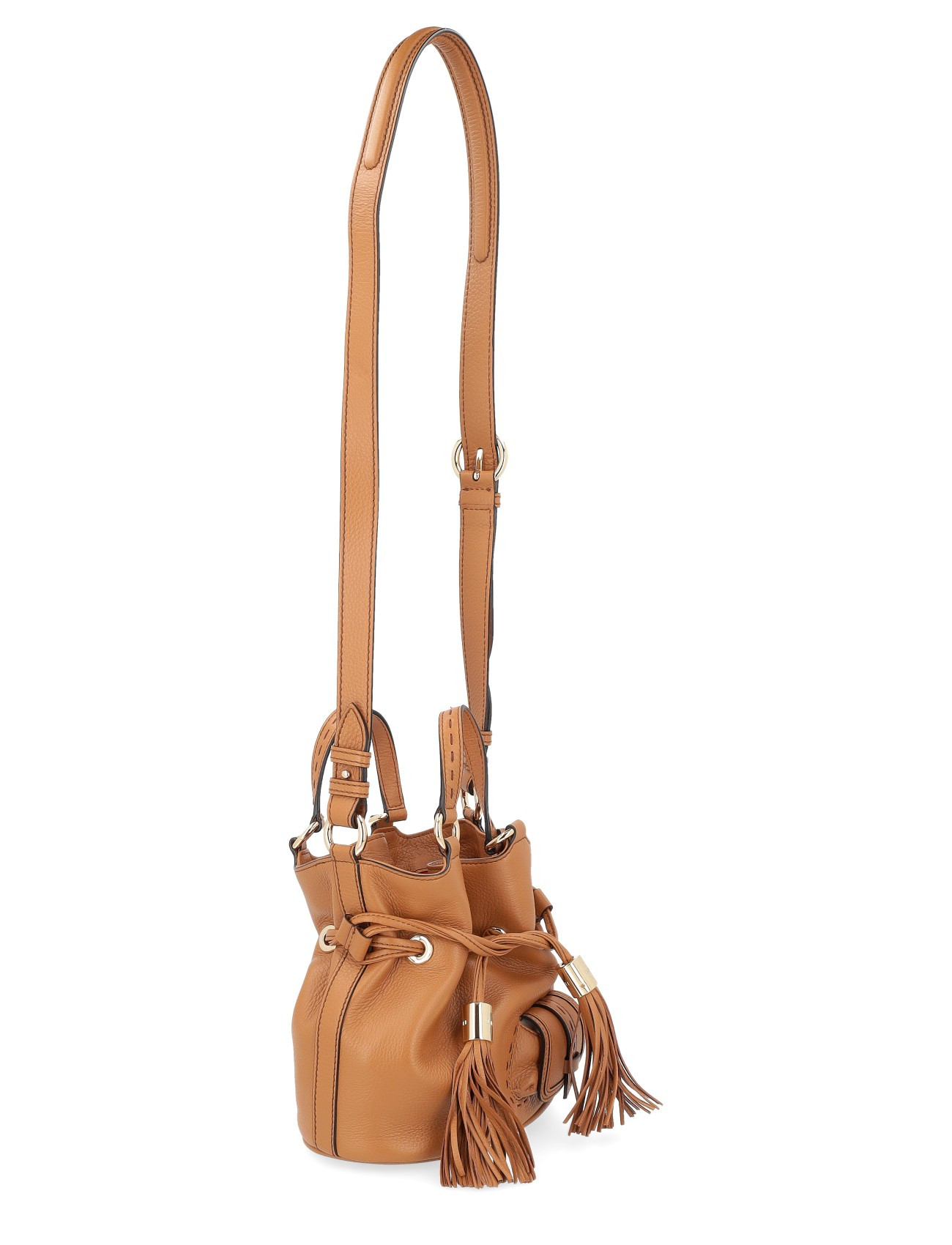 Lancel Premier Flirt camel-colored leather bucket bag