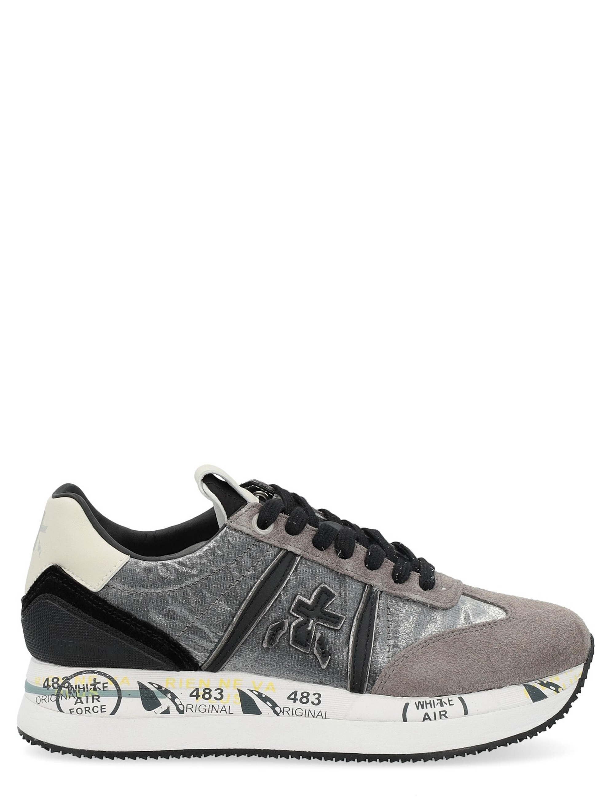 Sneaker Premiata Conny in gray fabric and suede