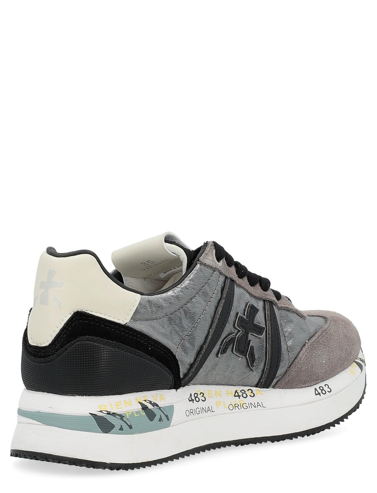Sneaker Premiata Conny in tessuto e suede grigia