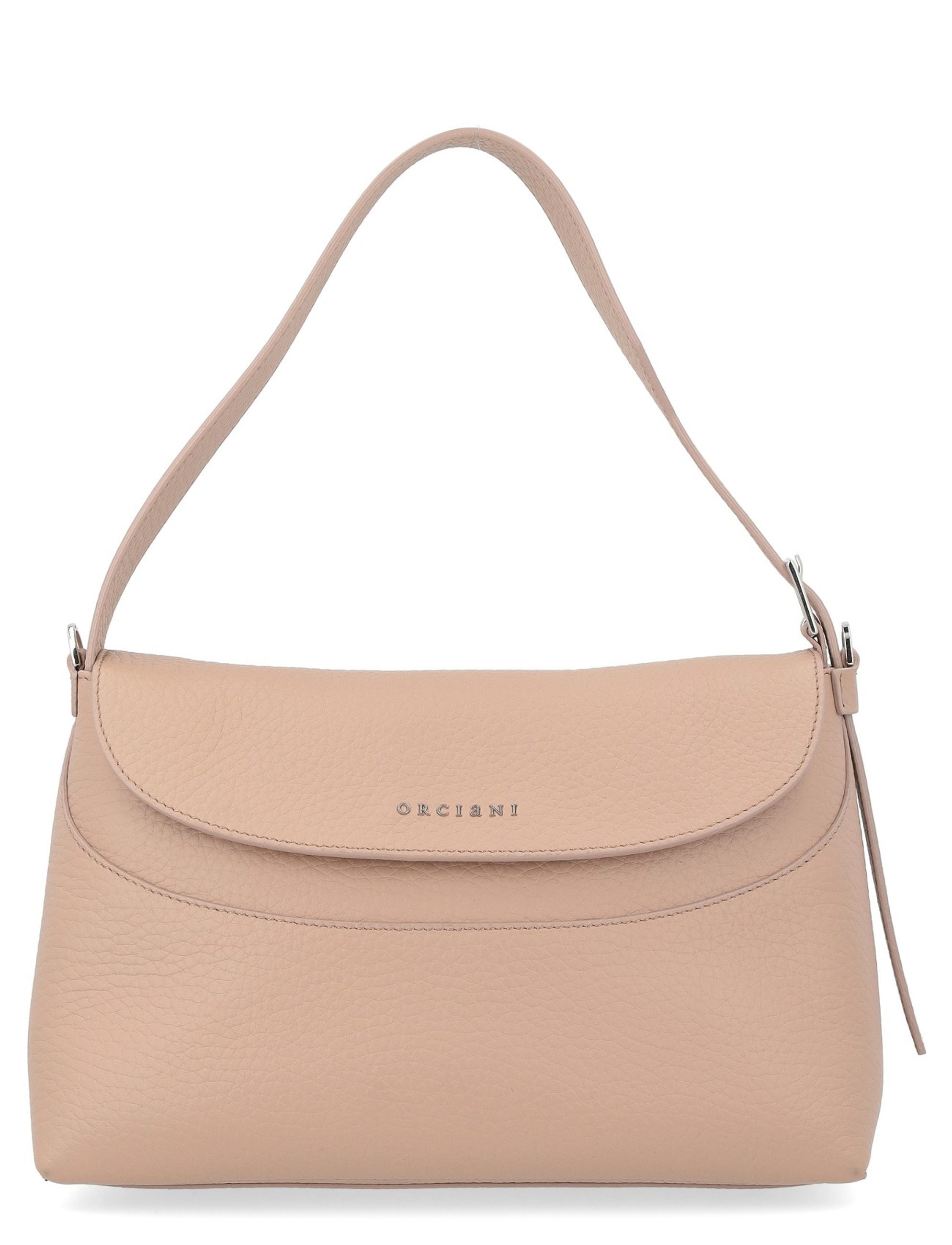 Bolso de hombro Orciani Nana Soft en piel granulada rosa empolvado