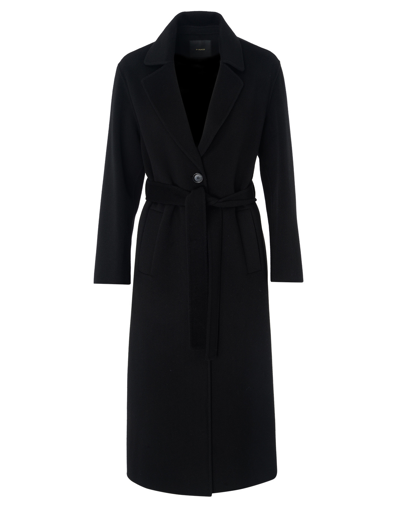 Pinko long coat in black wool