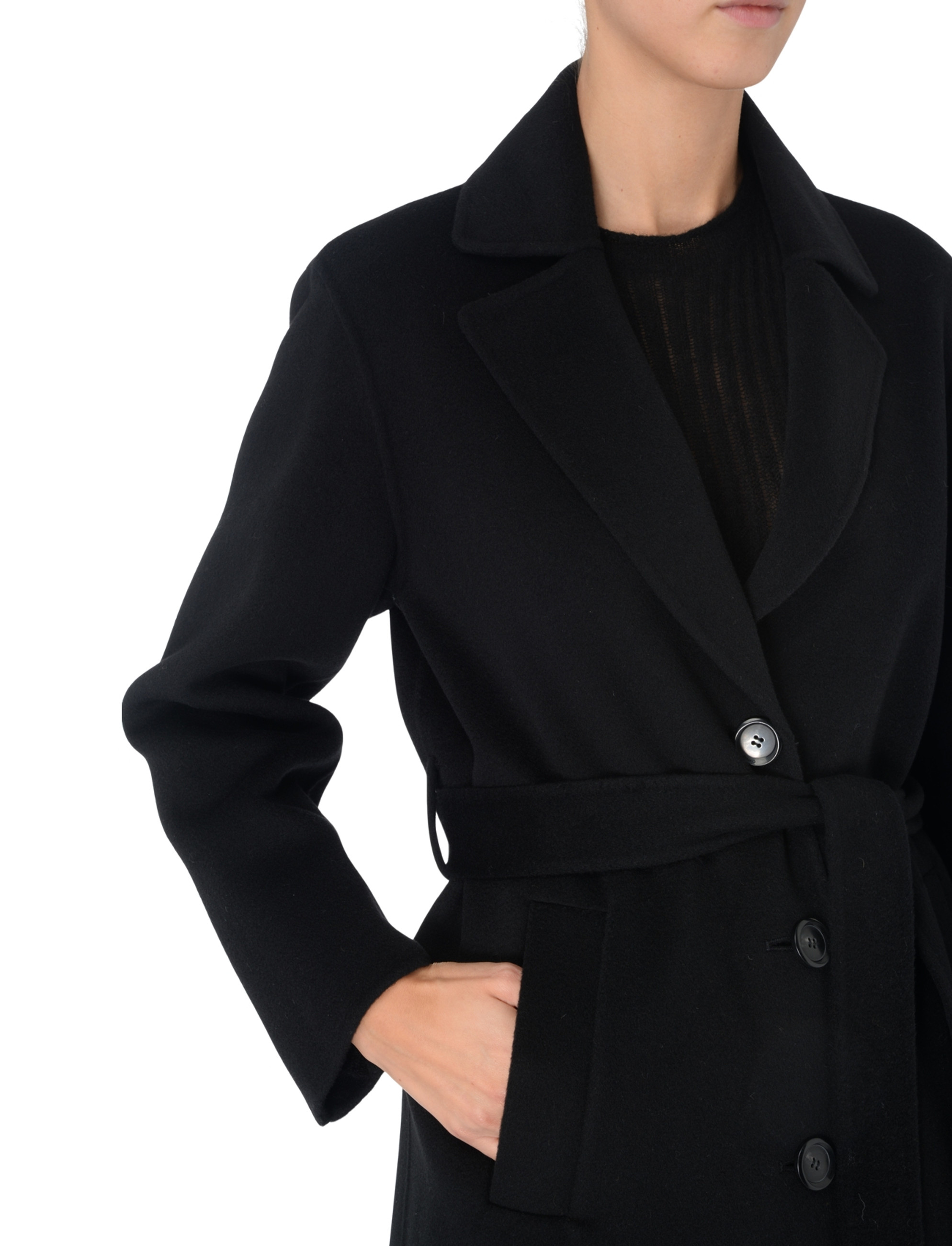 Long coat Pinko in black wool