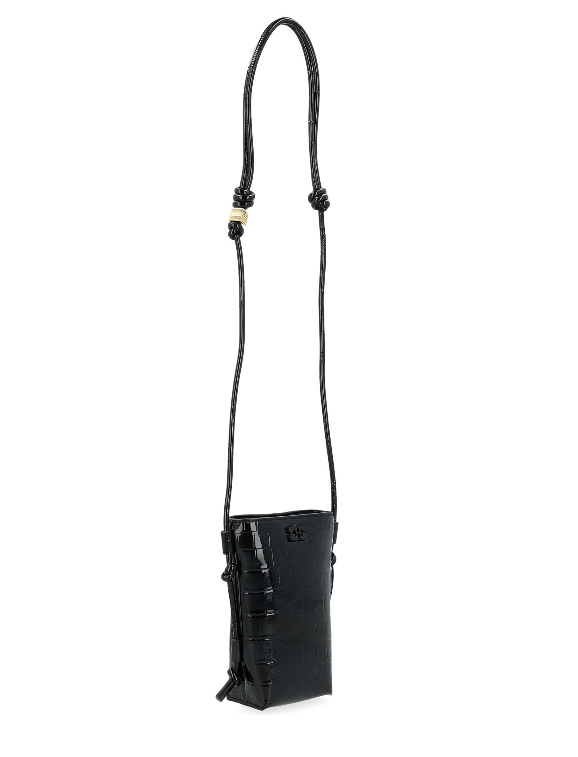 Crossbody bag Ganni Bou in black croco leather