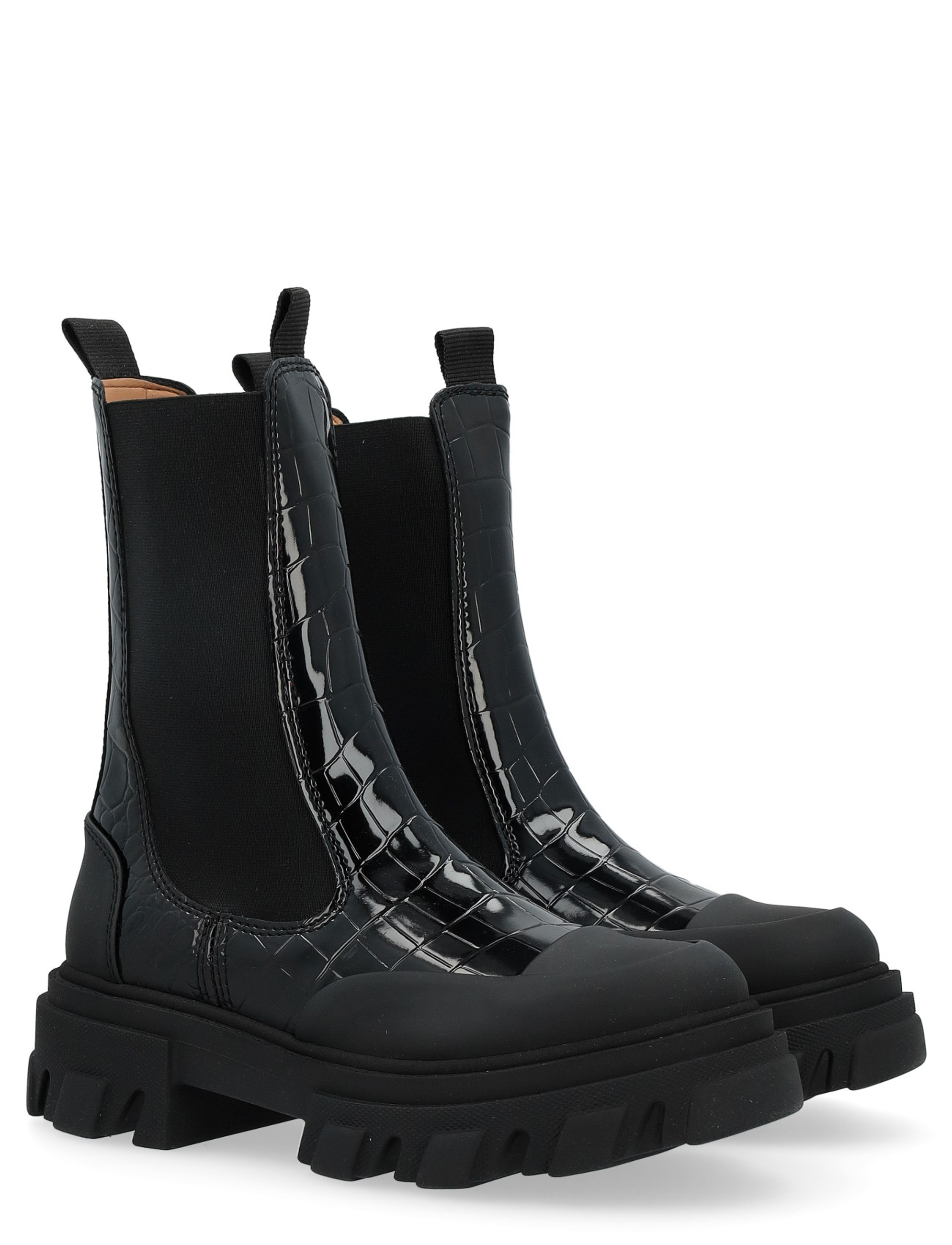 Boot Ganni Chelsea in vegan leather with black croco effect Boot Ganni Chelsea in vegan leather with black croco effect