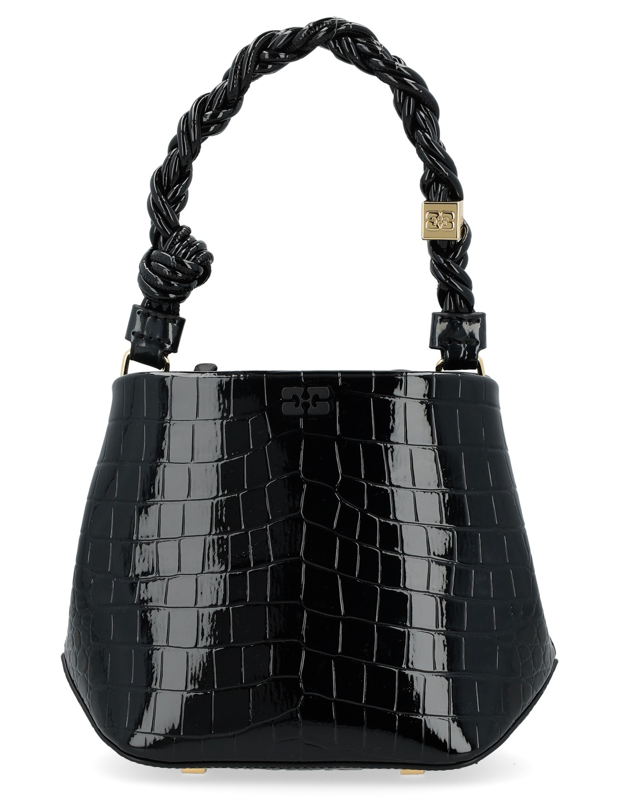【GANNI】Bou クロコ型 バケットバッグ Bag Ganni Bou Bag in black croco leather