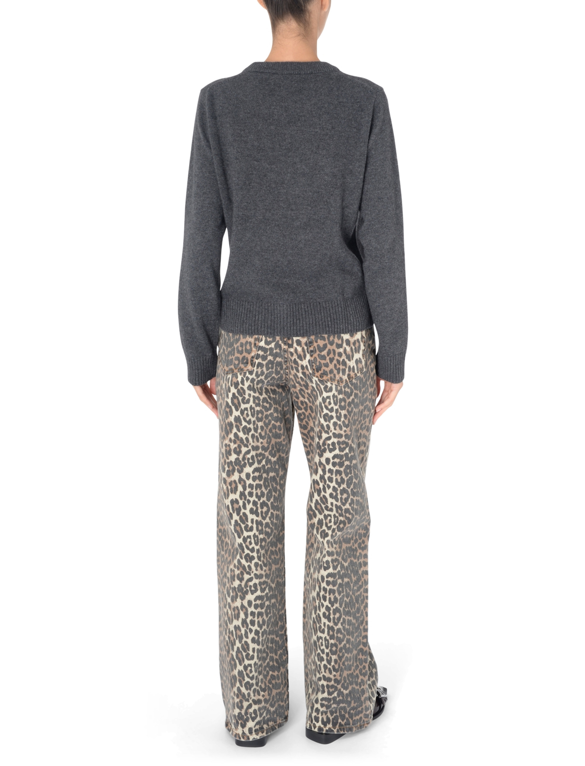 Izey jeans Ganni in denim with leopard print