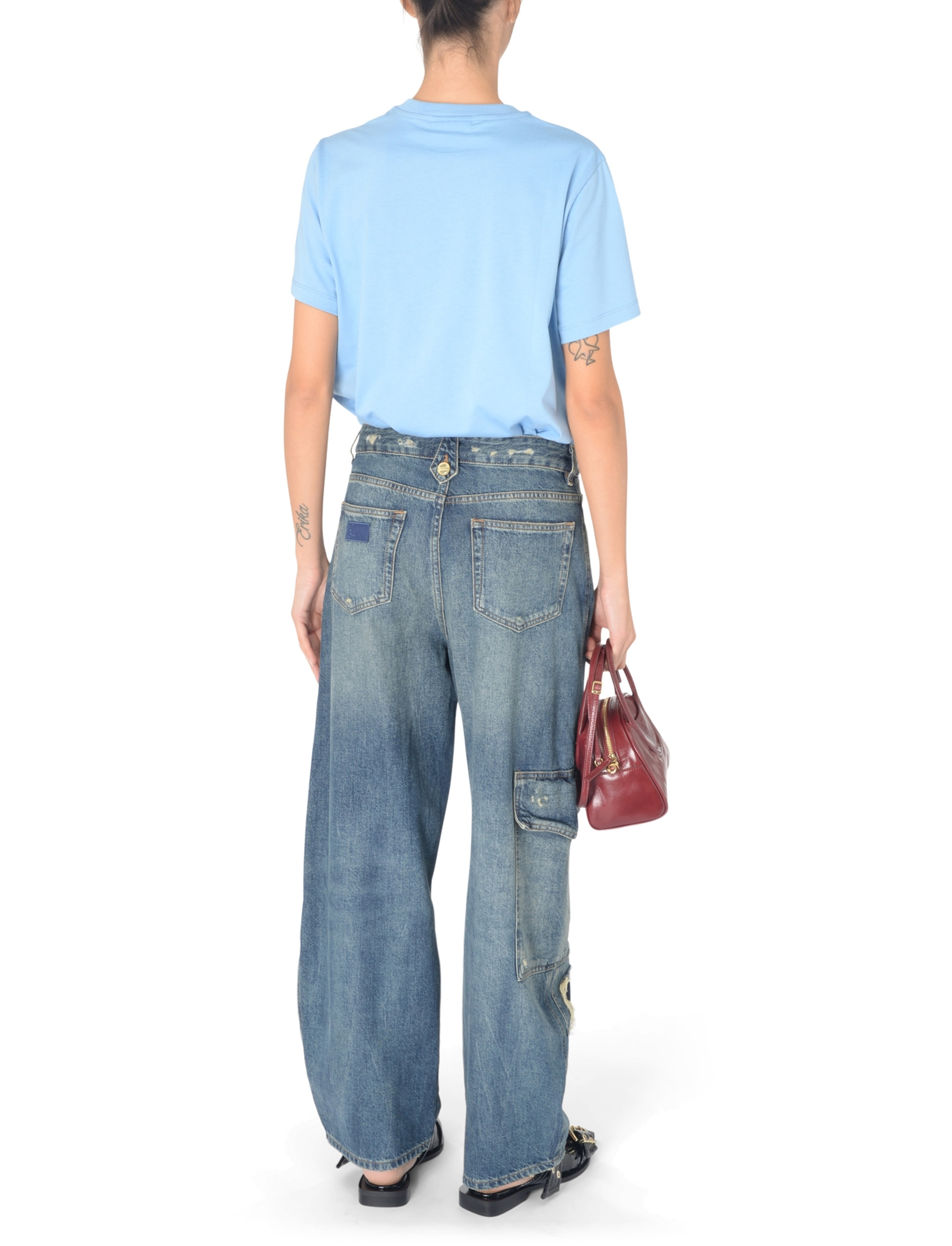 Jeans Ganni Carpenter blue used effect Jeans Ganni Carpenter blue used effect