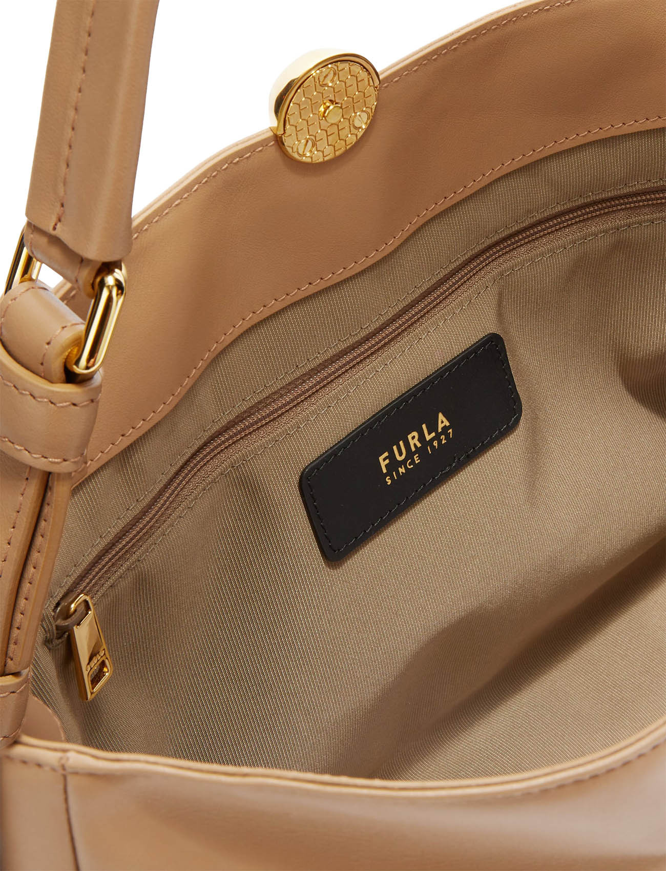 Furla Sfera Soft shoulder bag in brown nappa leather
