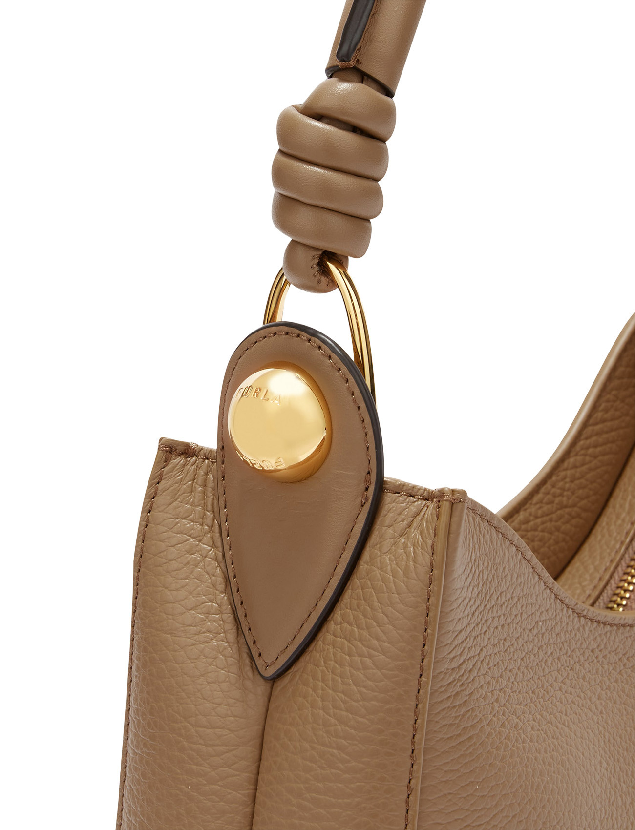 Furla Sfera S bag in brown grained leather