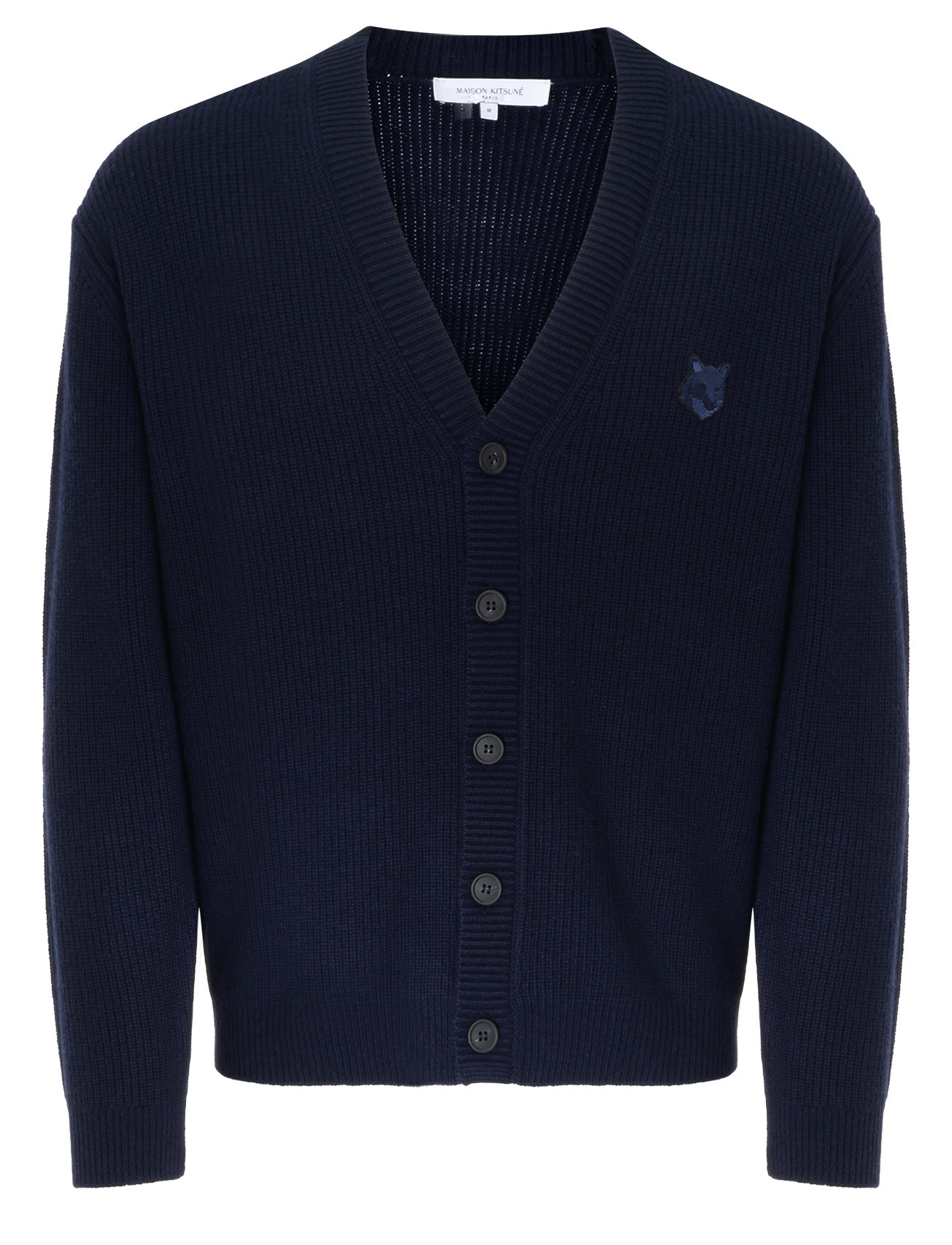 Cardigan Maison Kitsuné Comfort in lana a costine blu