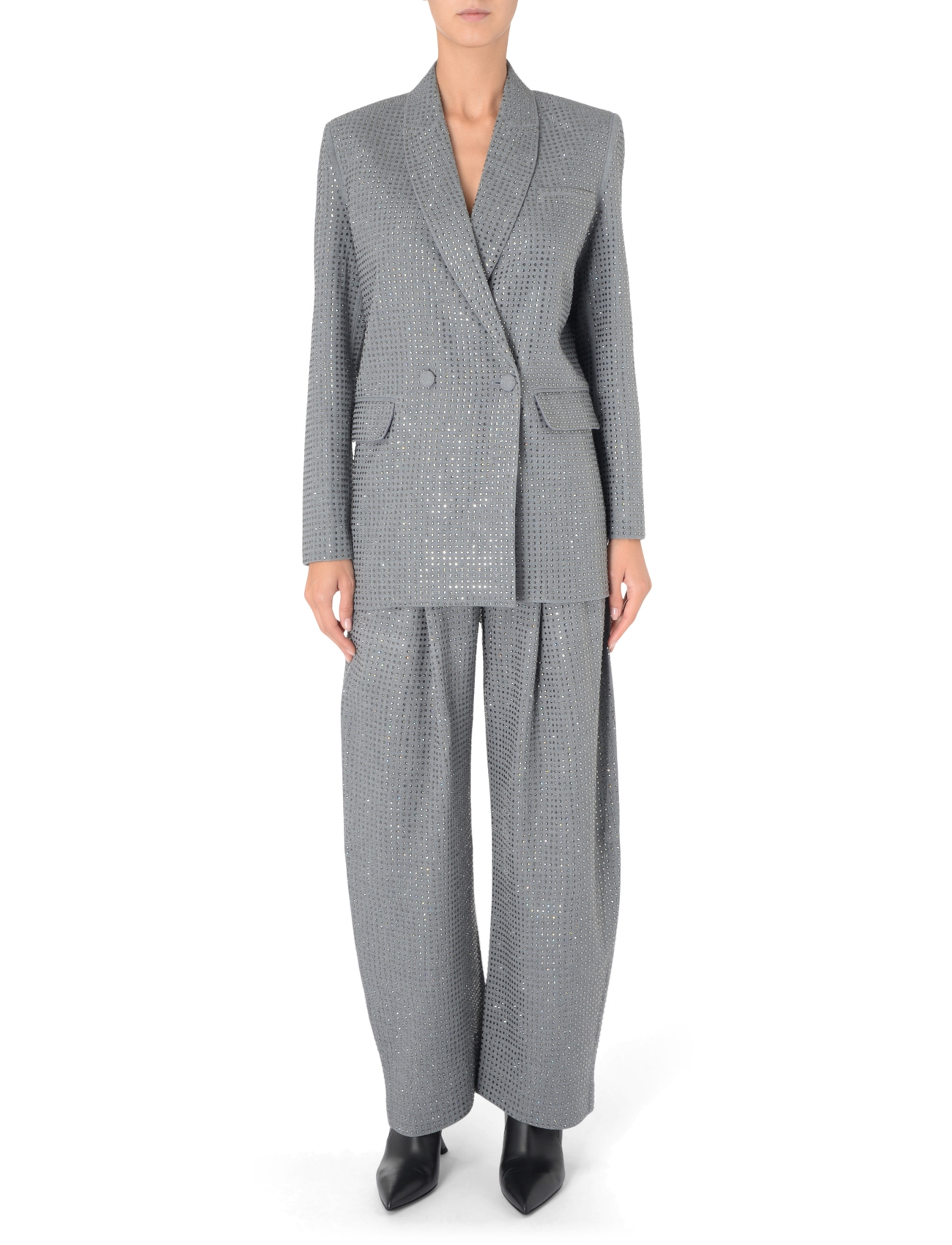 パンツ PINKO Woman Pants Grey 104480A18E I72 Pants Pinko gray with rhinestones