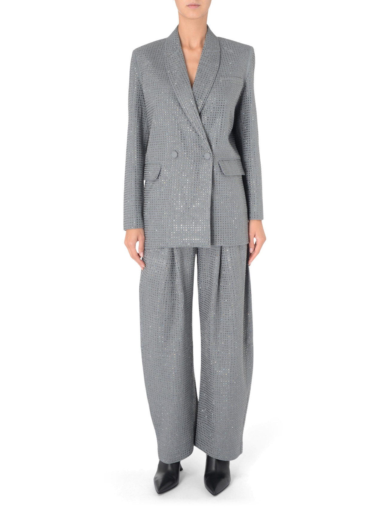 Blazer oversize Pinko grigio con strass