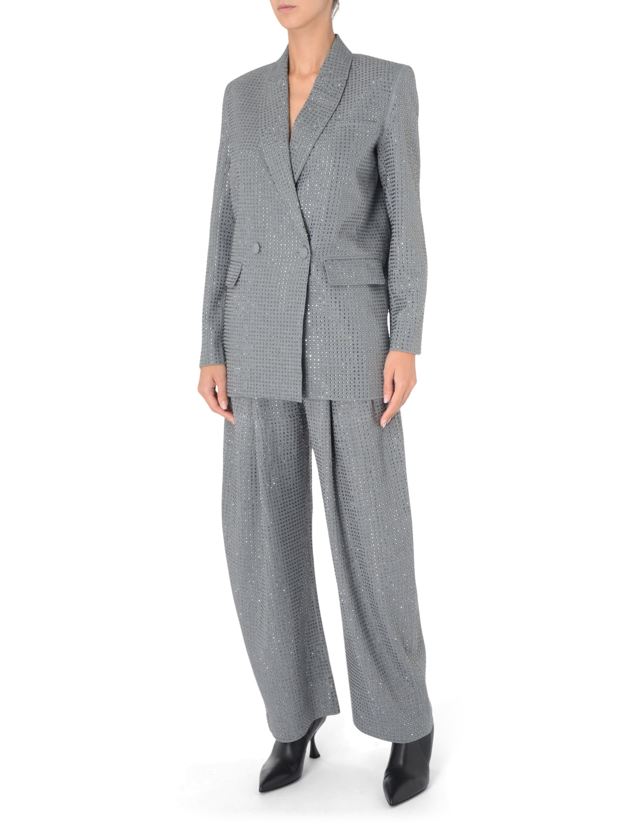 Blazer oversize Pinko grigio con strass