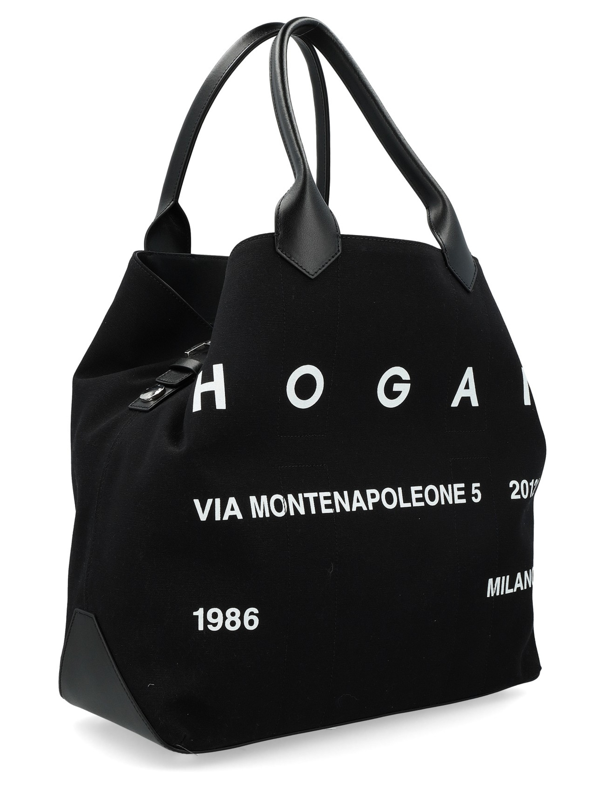 HOGAN★スクリプトロゴプリントトートバッグblack Shopping Bag Hogan Script Large in Black Canvas