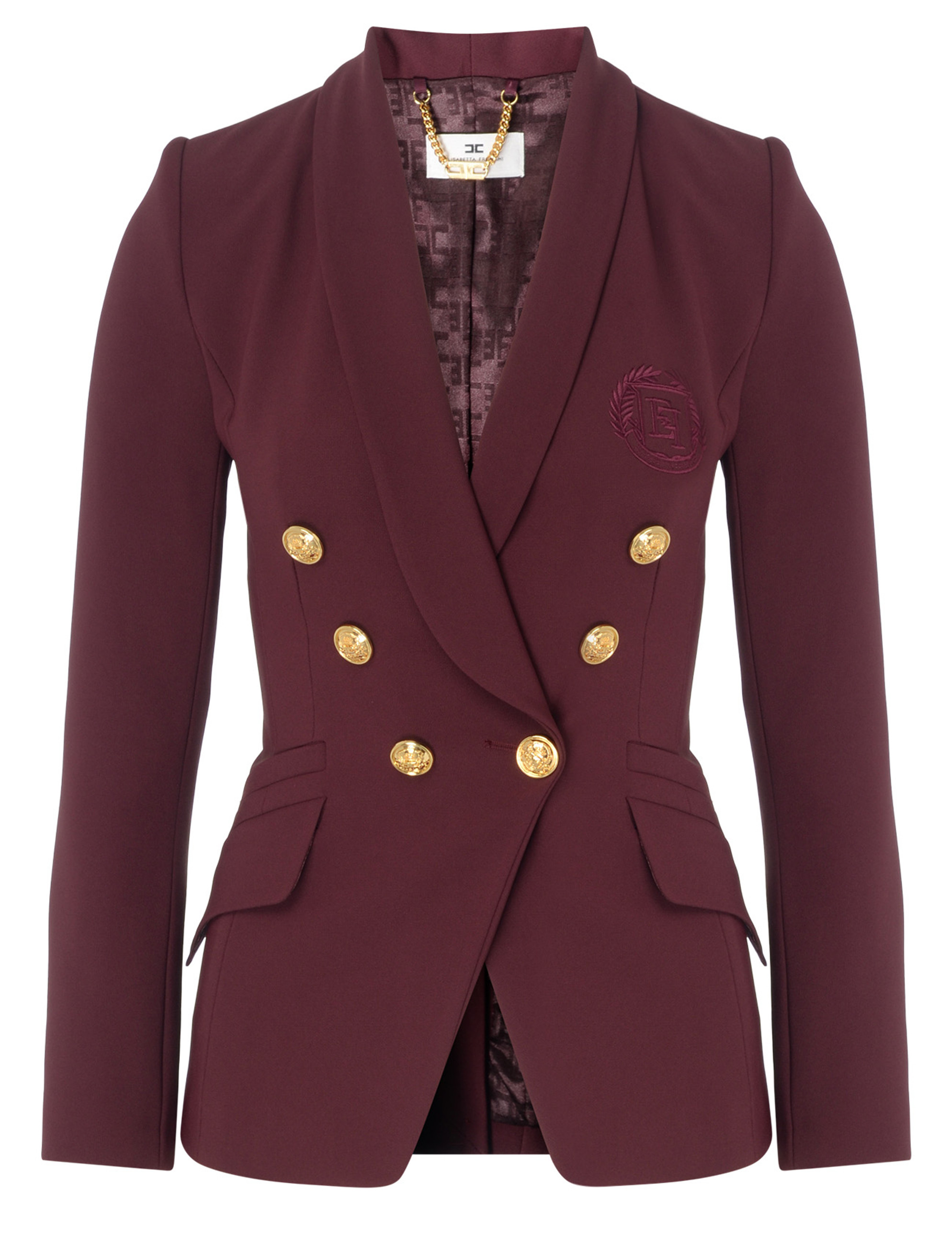ボトムスその他 Elisabetta Franchi Double-Breasted Tailored Jacket Double-breasted jacket Elisabetta Franchi in burgundy crepe