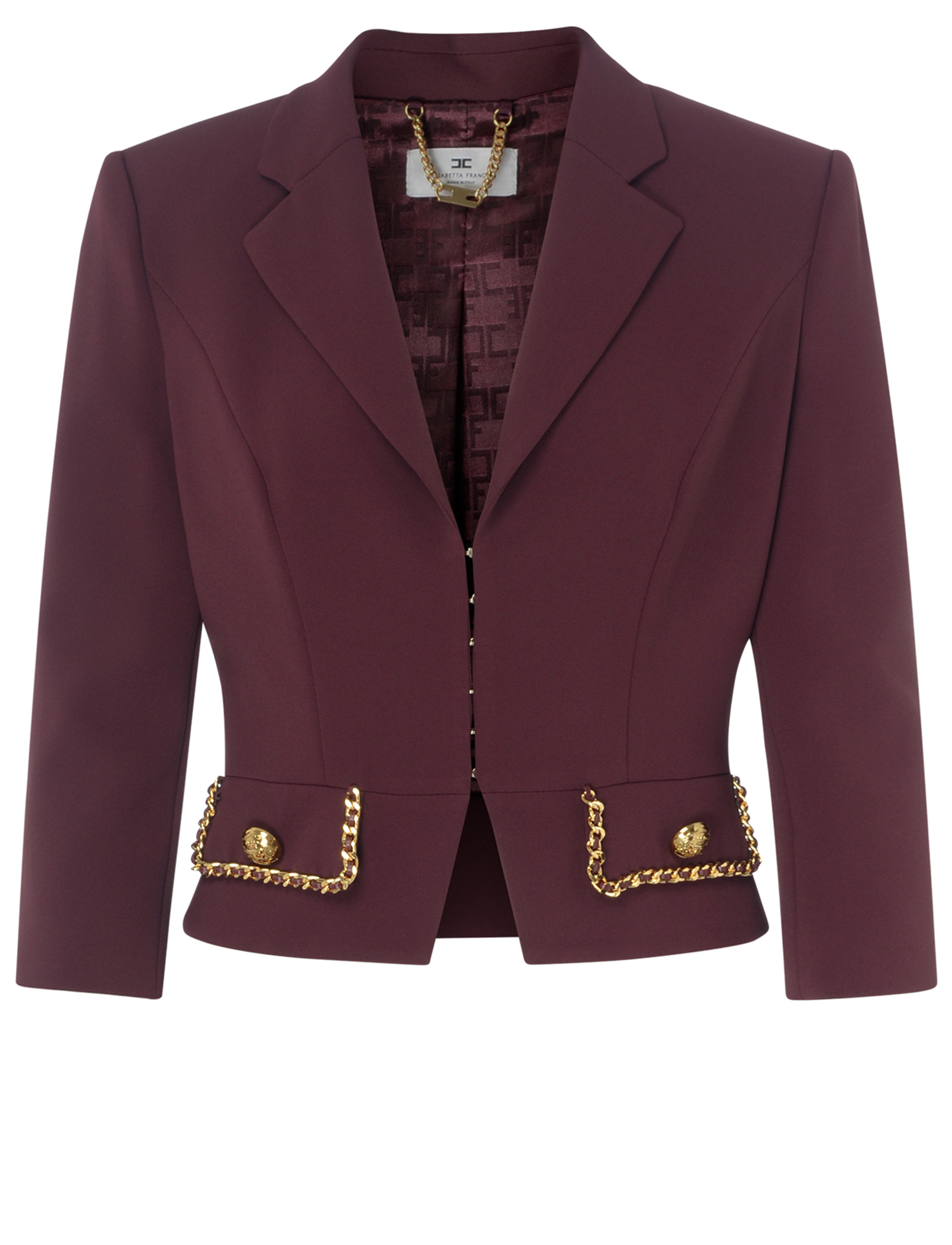 Short jacket Elisabetta Franchi in burgundy crepe Short jacket Elisabetta Franchi in burgundy crepe