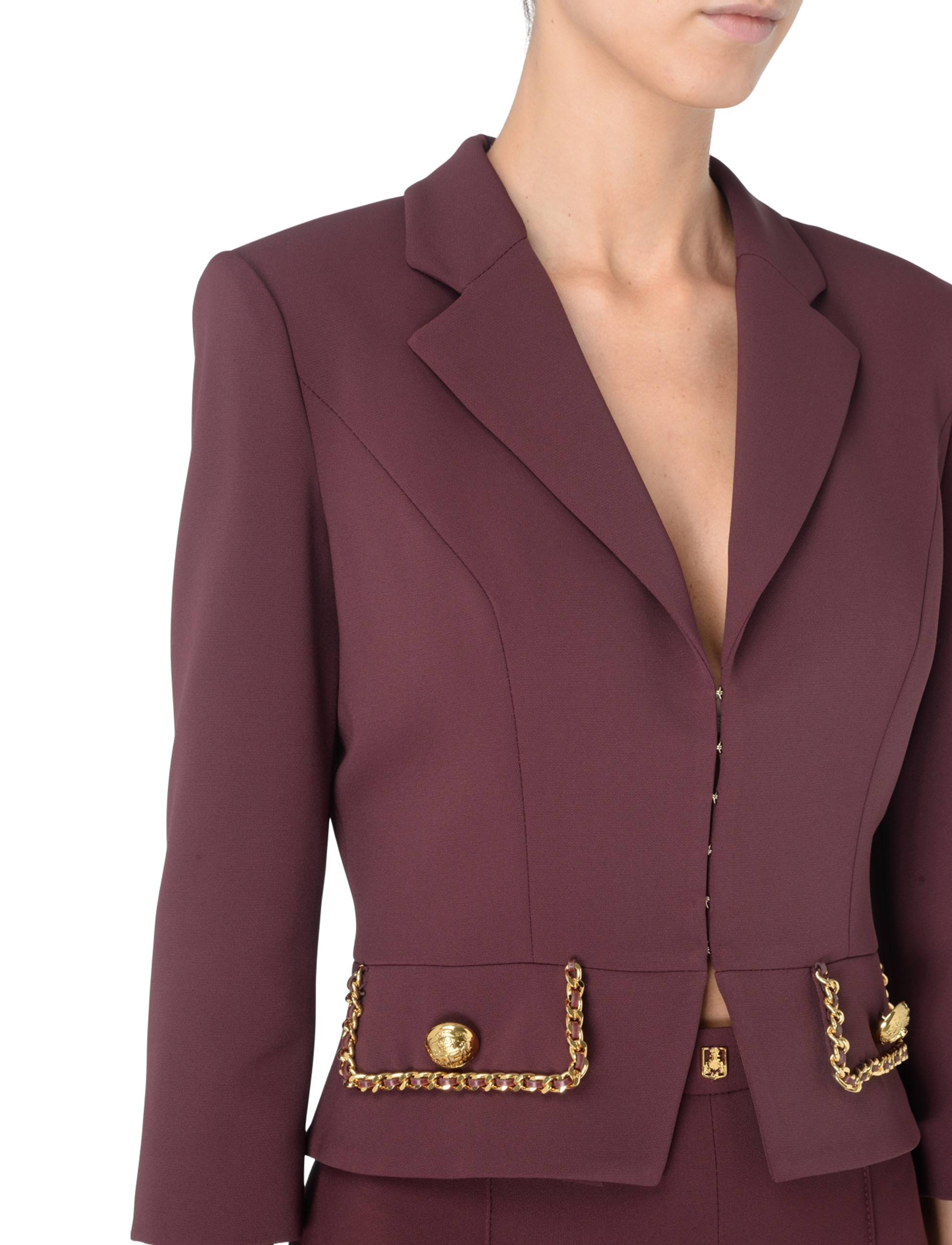 【★完売必至★】ELISABETTA FRANCHI レザージャケット Short jacket Elisabetta Franchi in burgundy crepe