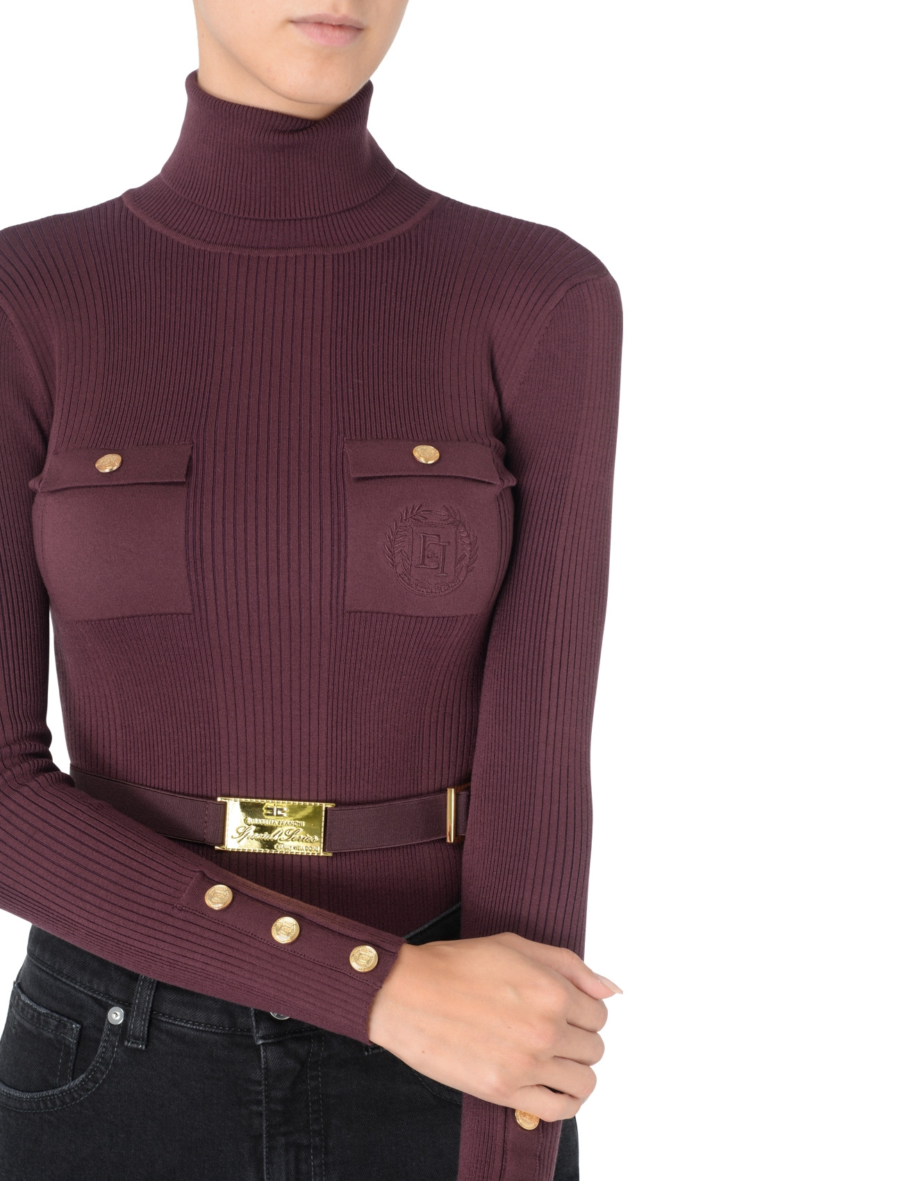 Maglia dolcevita Elisabetta Franchi in viscosa e seta bordeaux