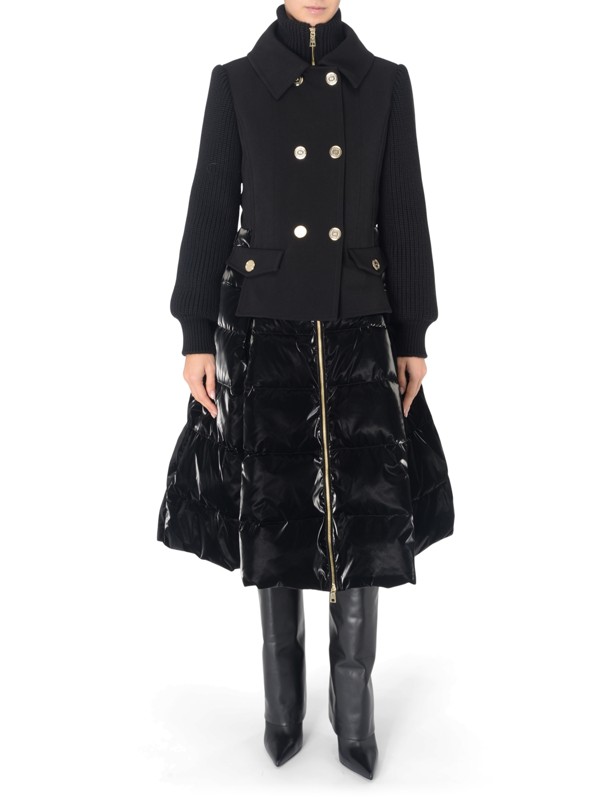 ELISABETTA FRANCHI ブラックロングコート ELISABETTA FRANCHI ブラックロングコート ELISABETTA FRANCHI
