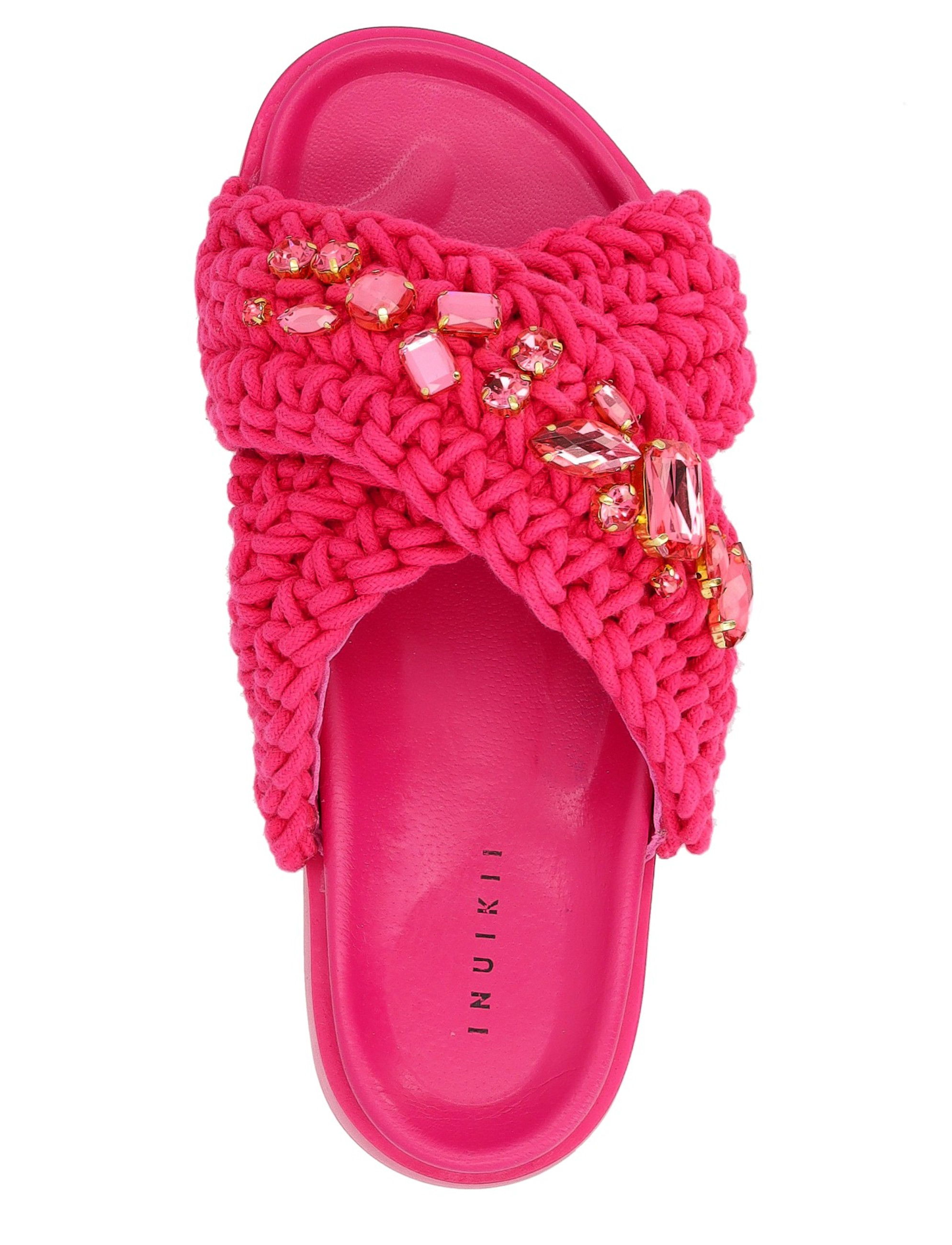 サンダル・ミュール INUIKII 70104140 Sandals Ciabatta Nodo Pelle Fuxia Sandal Inuikii in fuchsia crochet fabric