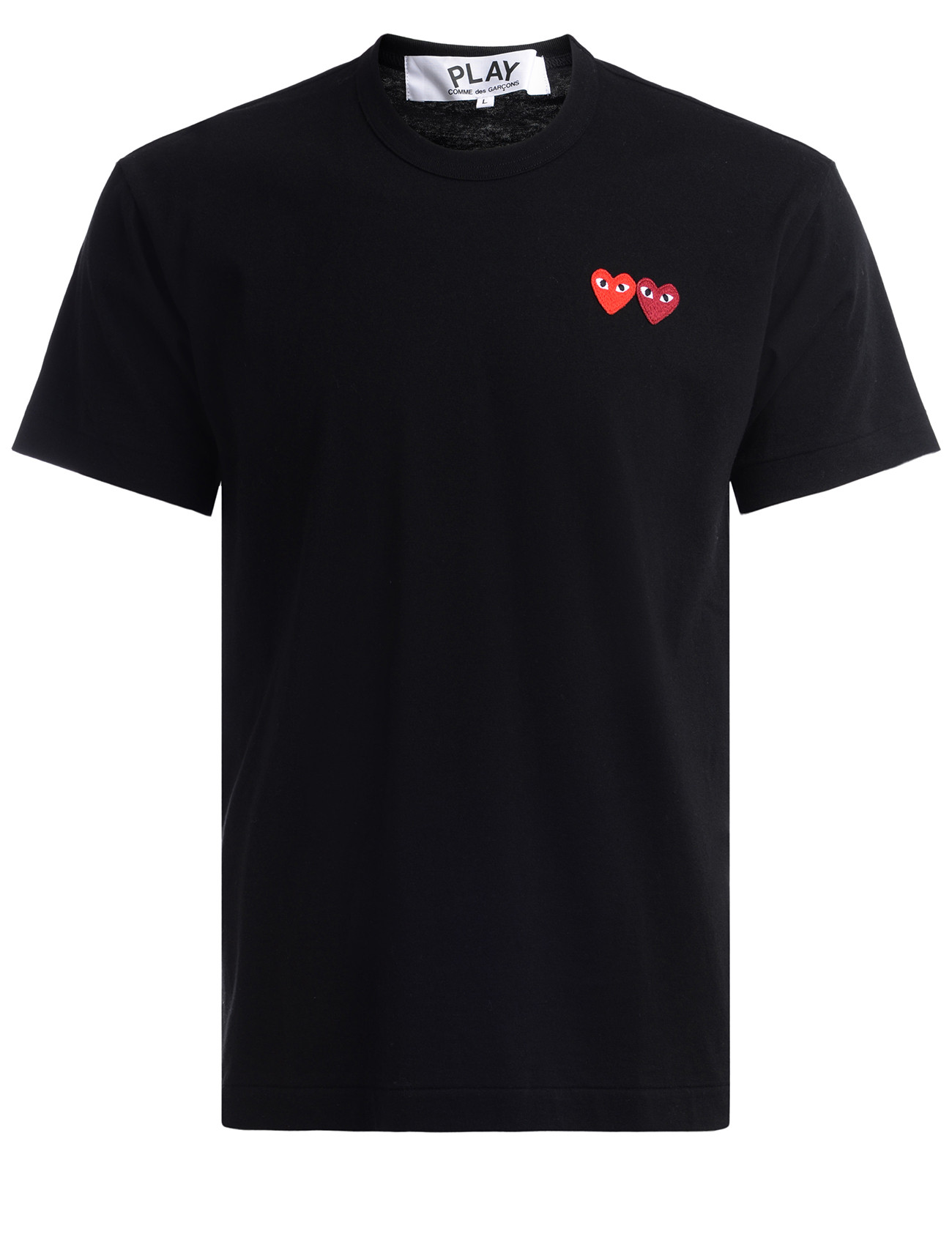 T-Shirt Comme Des Garçons PLAY nera con doppio cuore