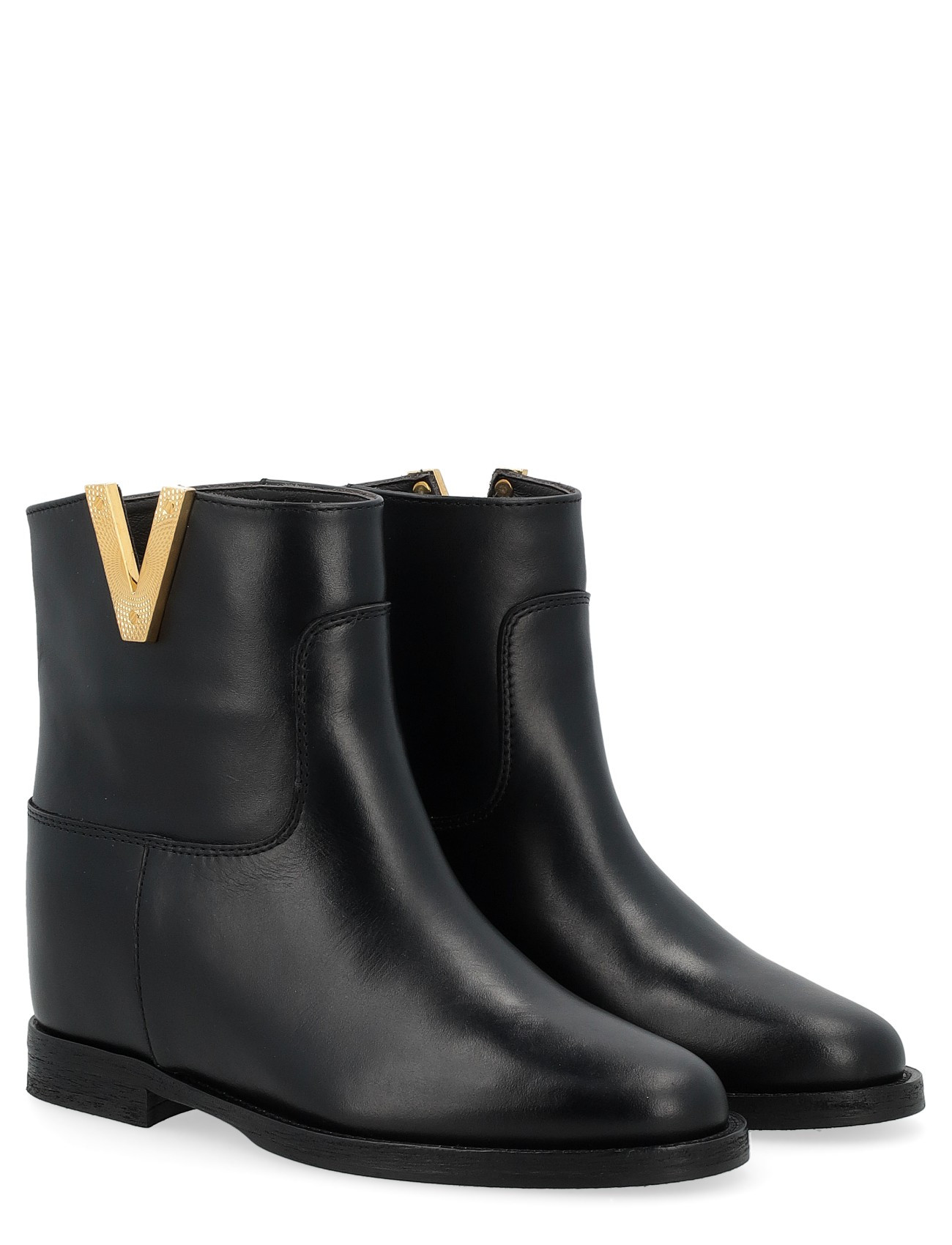 Stivaletto Via Roma 15 nero con V diamantata oro