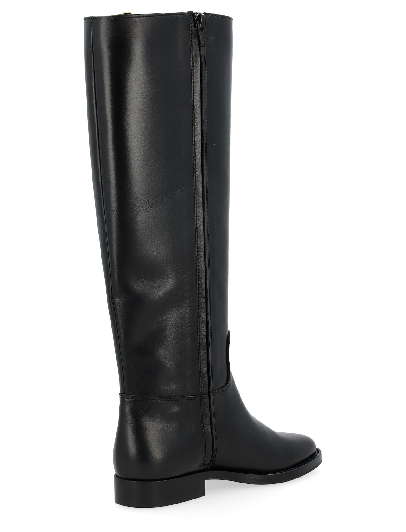 Stivale cavallerizza Via Roma 15 in pelle luxury nera con V dorata